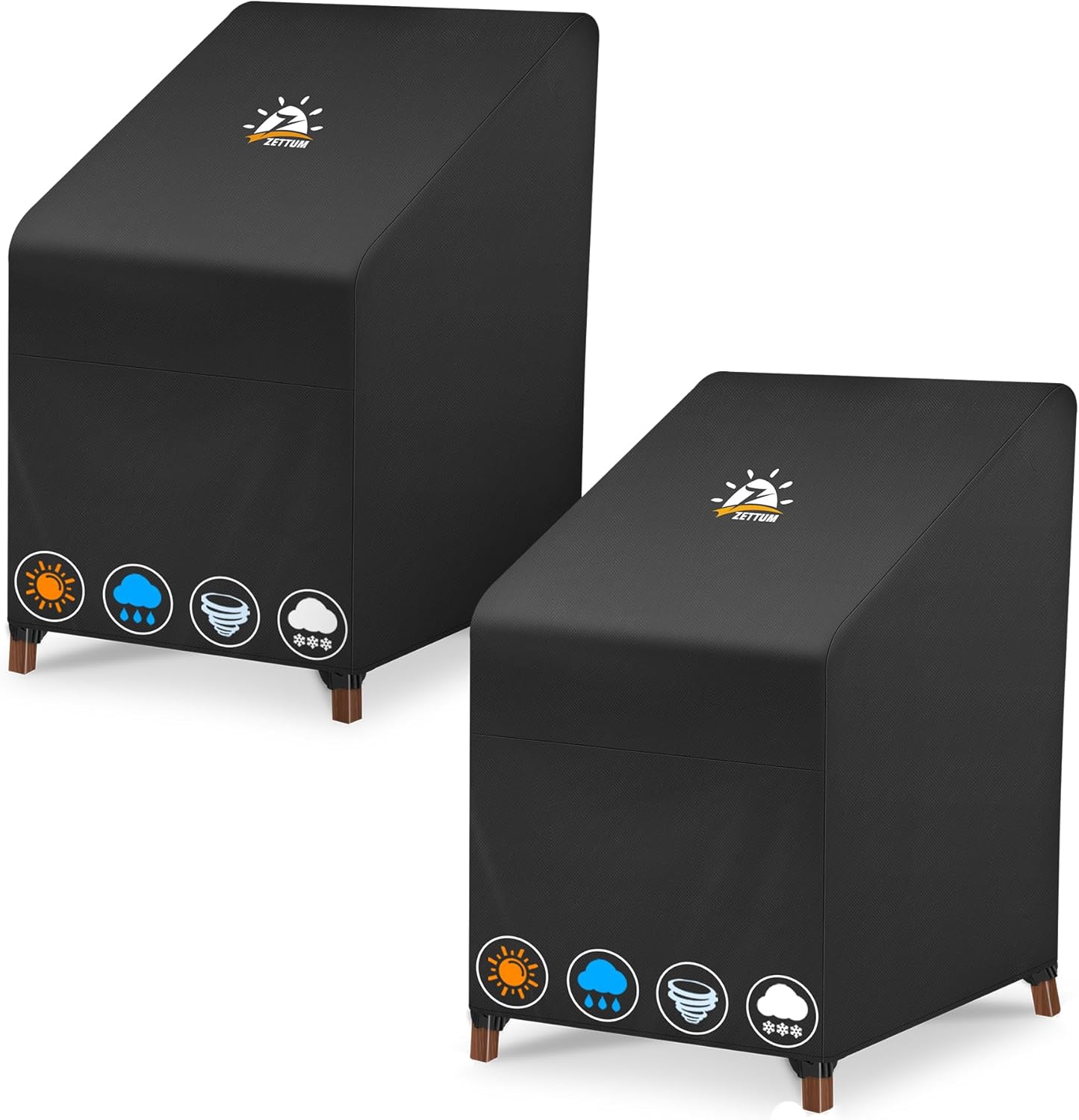 Zettum Stackable Patio Chair Cover 2 Pack - Heavy Duty Waterproof