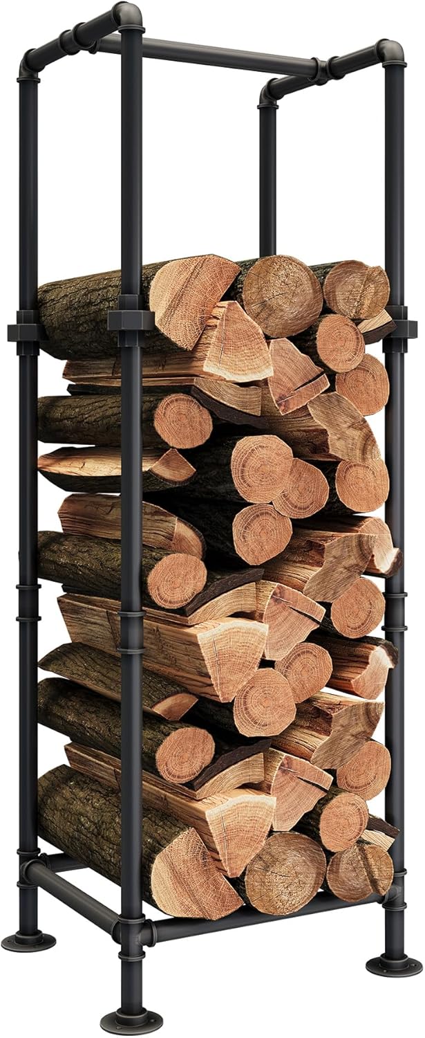 Firewood Rack Industrial Style Holder for Indoor Outdoor Use