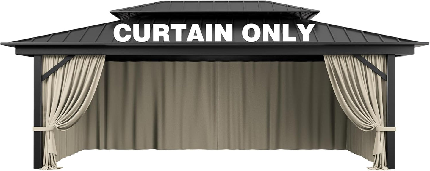 Universal 4-Panel Outdoor Gazebo Curtain Replacement for 12ft X 20ft