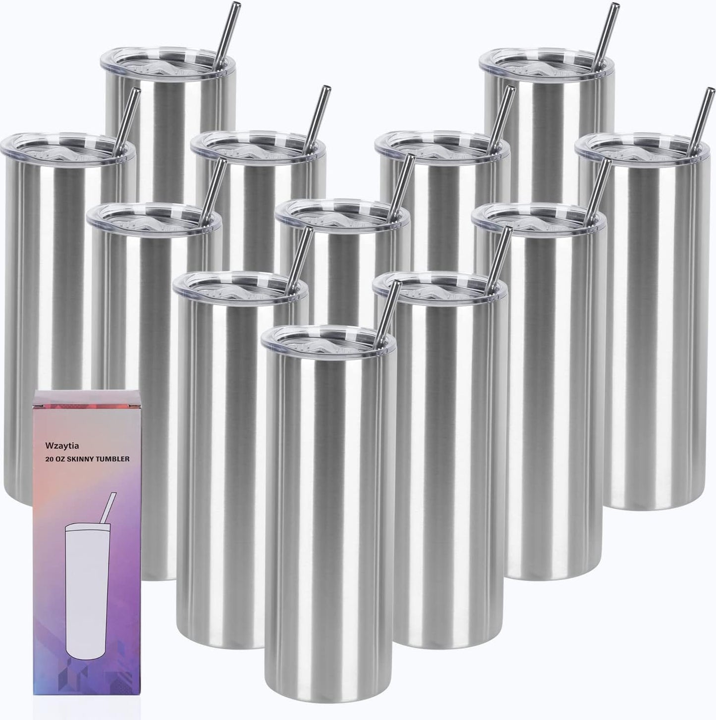 12 Pack 20 Oz Straight Skinny Tumblers for Creative DIY Gifts