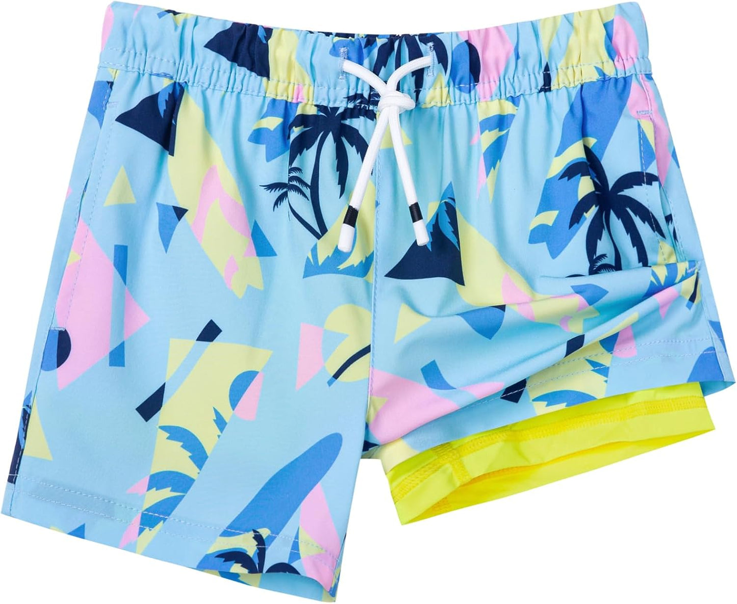 SURF CUZ Boys Swim Trunks with Boxer Brief Liner for Kids