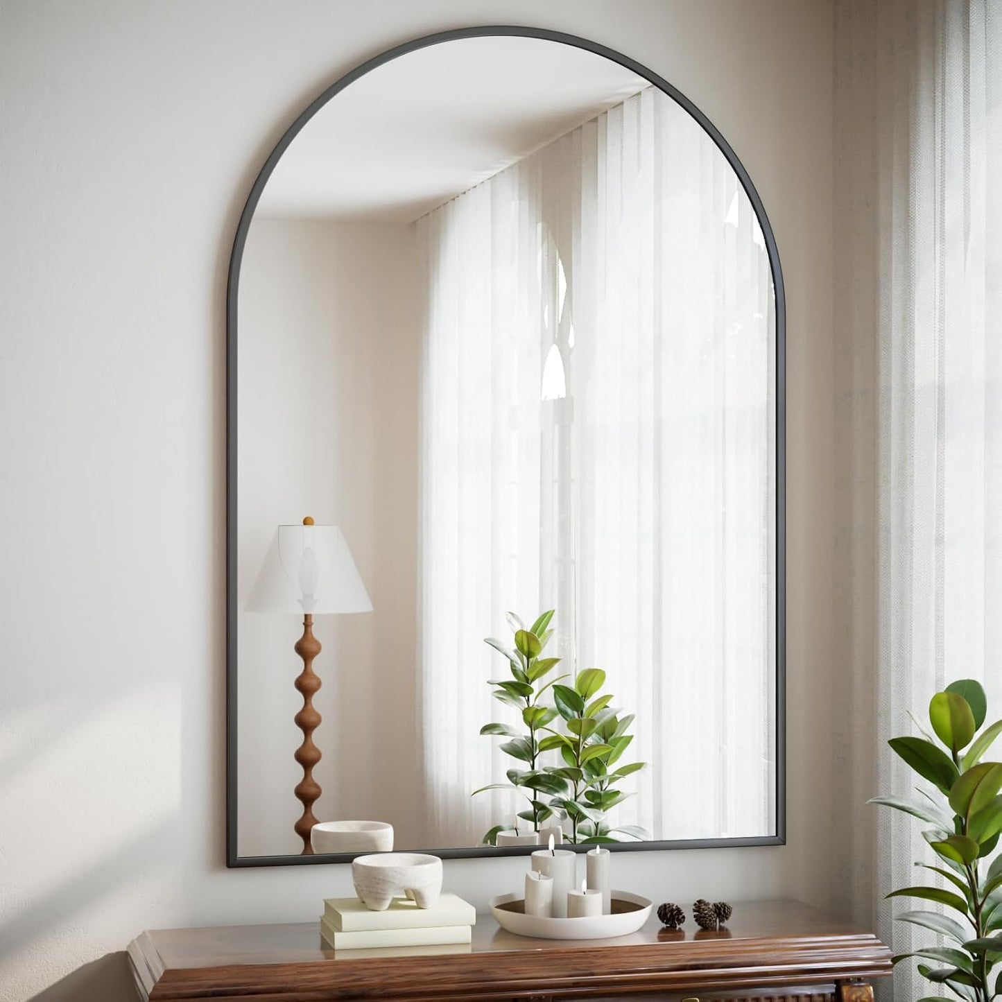 Arched Bathroom Mirror - Black Wall Mounted Vanity Mirror