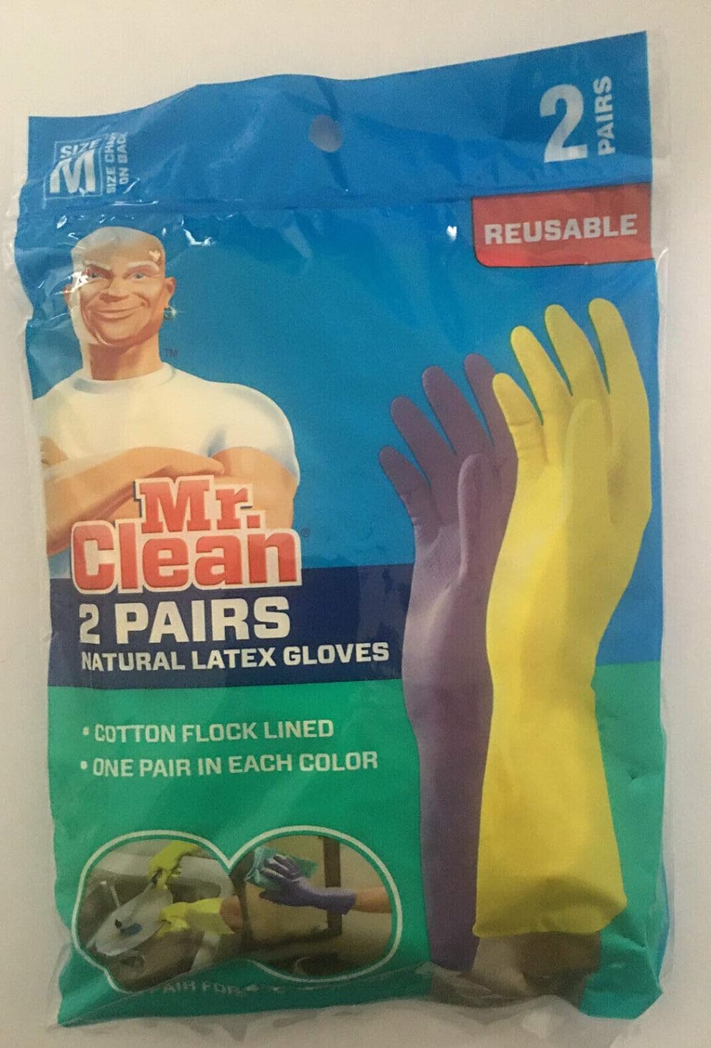 Mr. Clean Reusable Latex Gloves: Durable Protection x2