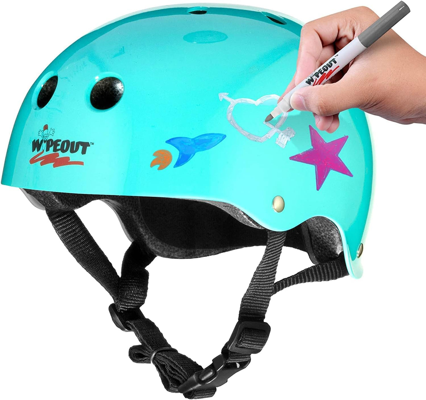 Wipeout Teal Blue Kids Helmet: Fun & Safety Combo!