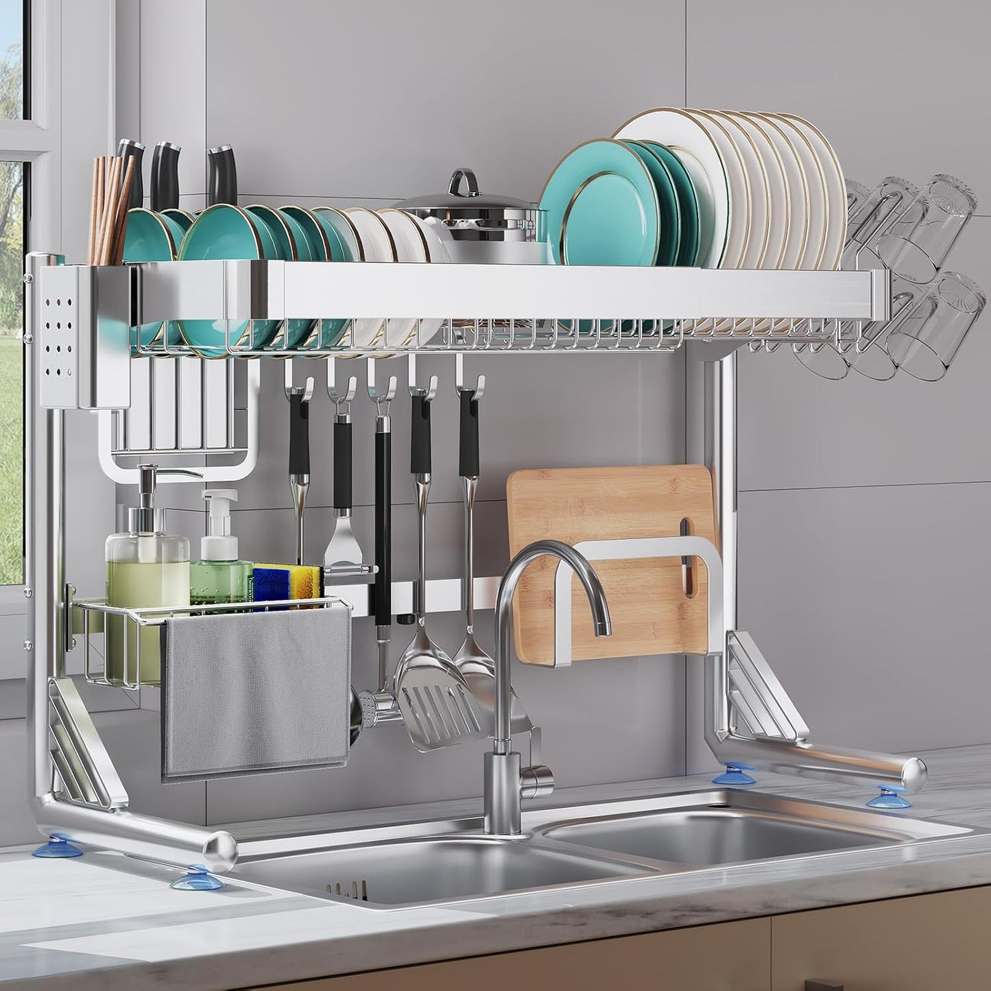 Over The Sink Dish Drainer Drying Rack for Kitchen Organization
