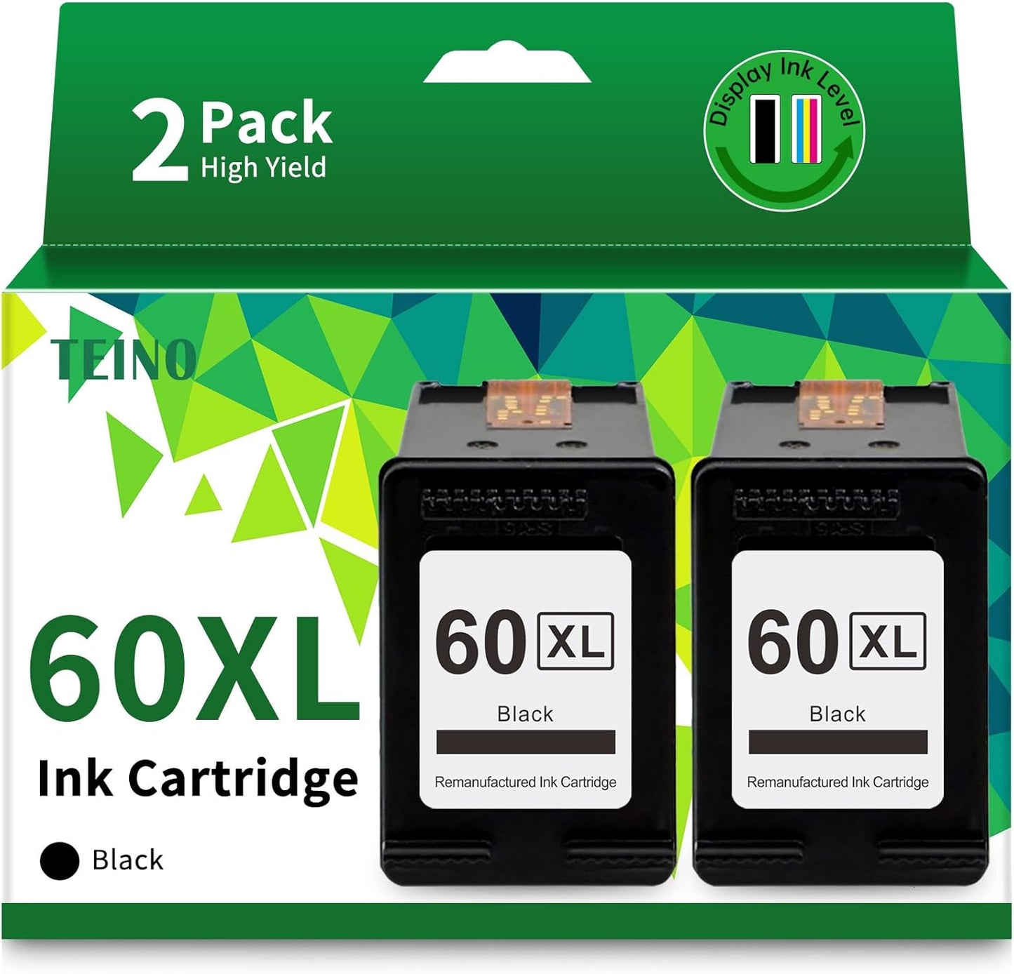 TEINO 60XL Black Ink Cartridge Replacement for HP Printers