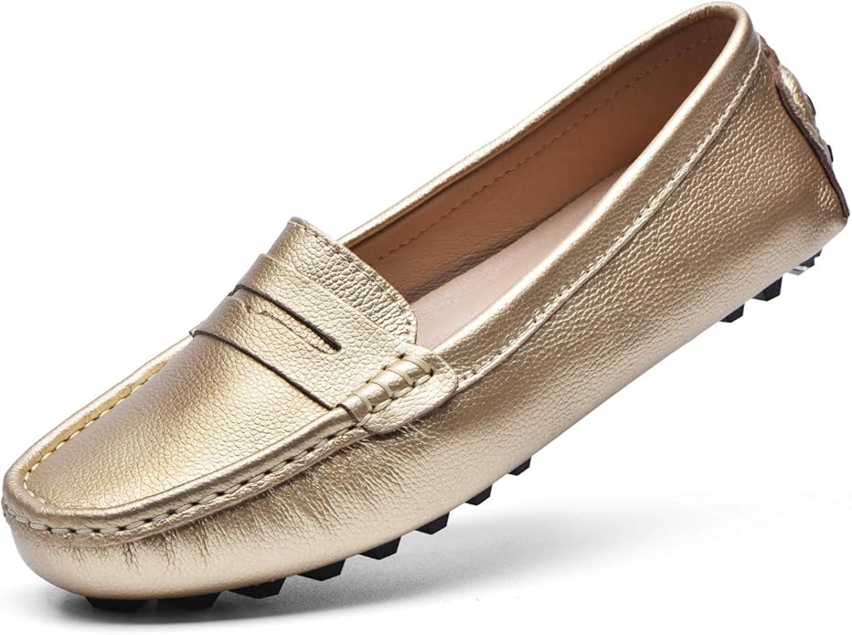 BEAUSEEN Womens Loafers Designer Leather Driving Shoes for Women