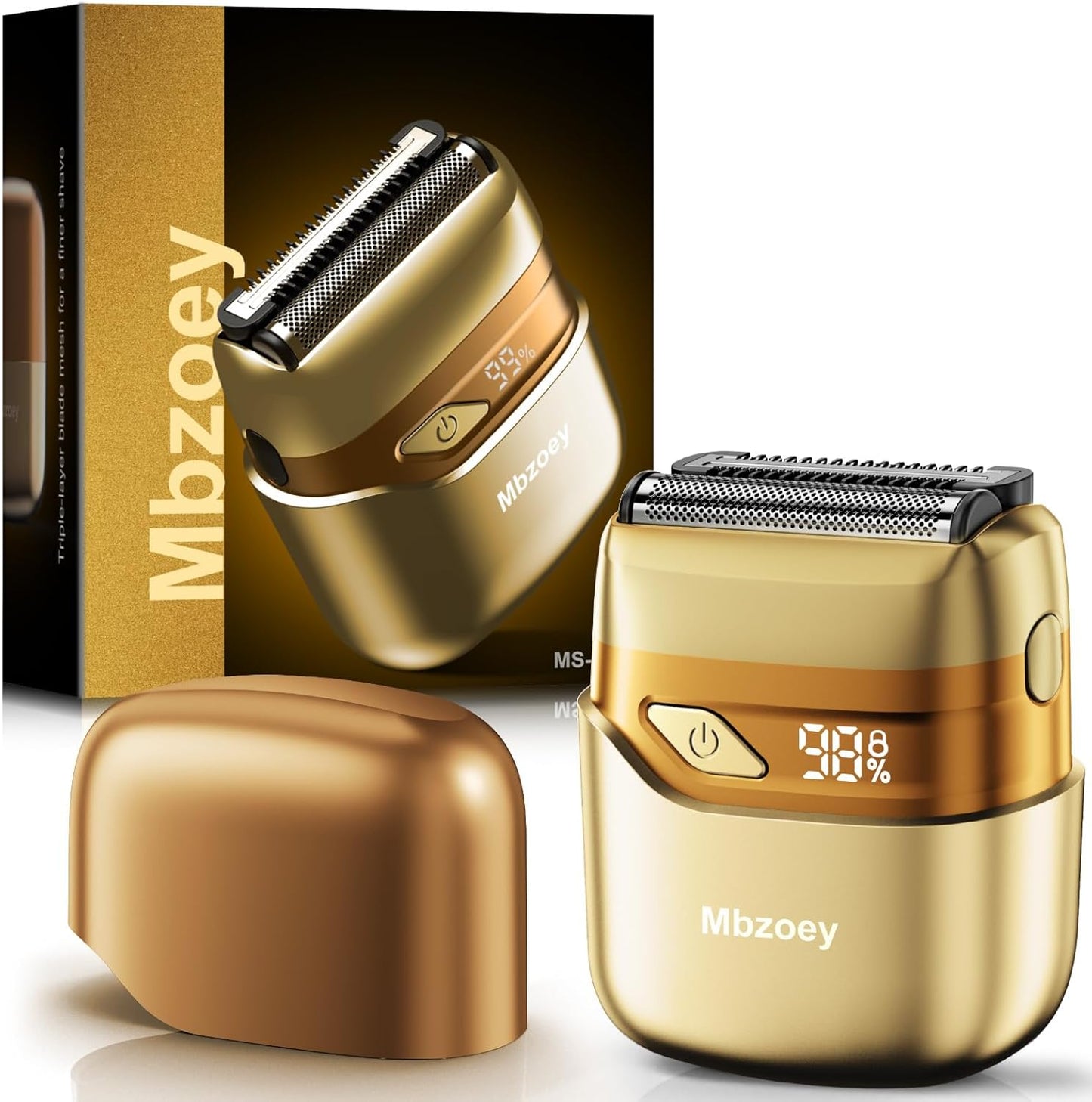 Electric Foil Shavers for Men - Compact Travel Razor in Gold