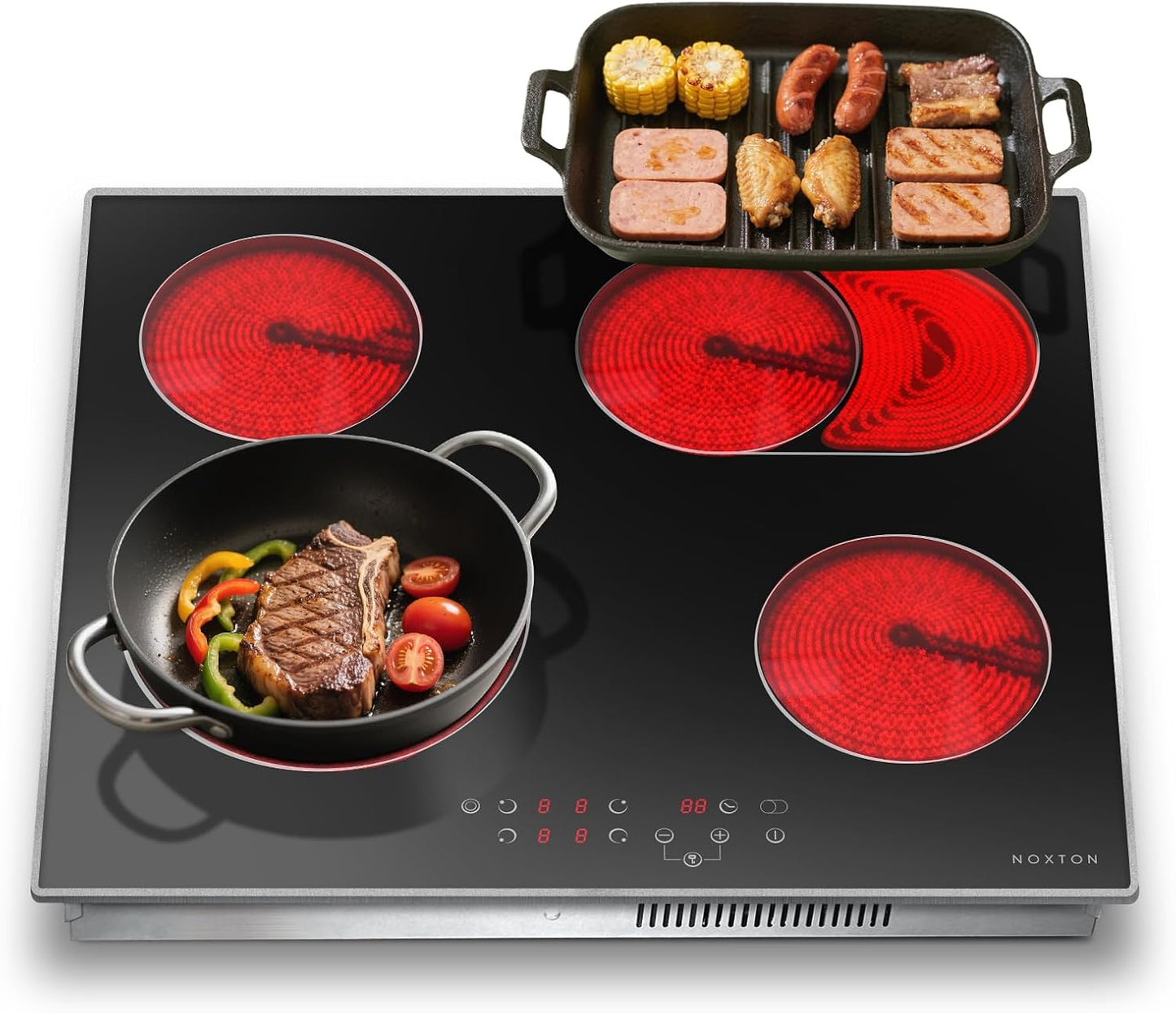 Noxton 24 Inch Electric Cooktop with Expandable Cooking Zones