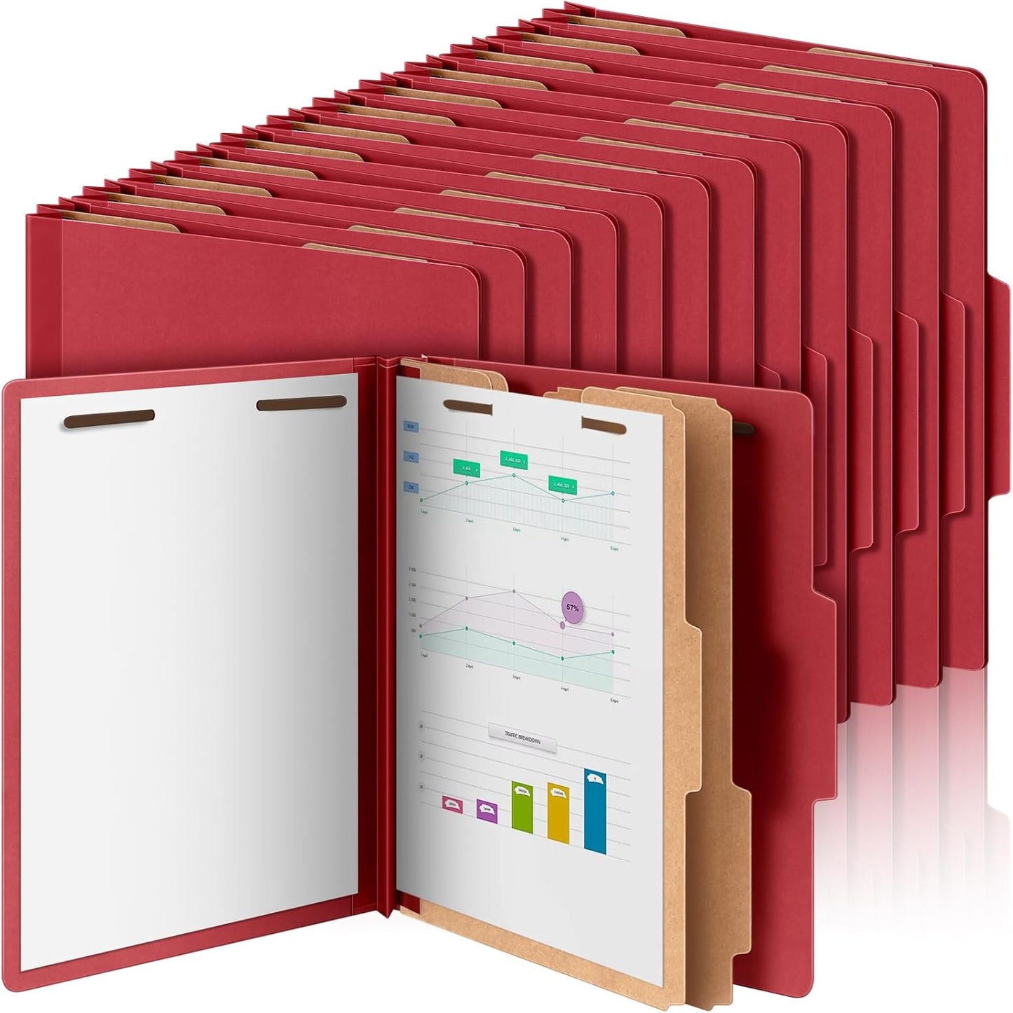24 Pcs Classification Folders with 2 Dividers for Office Use