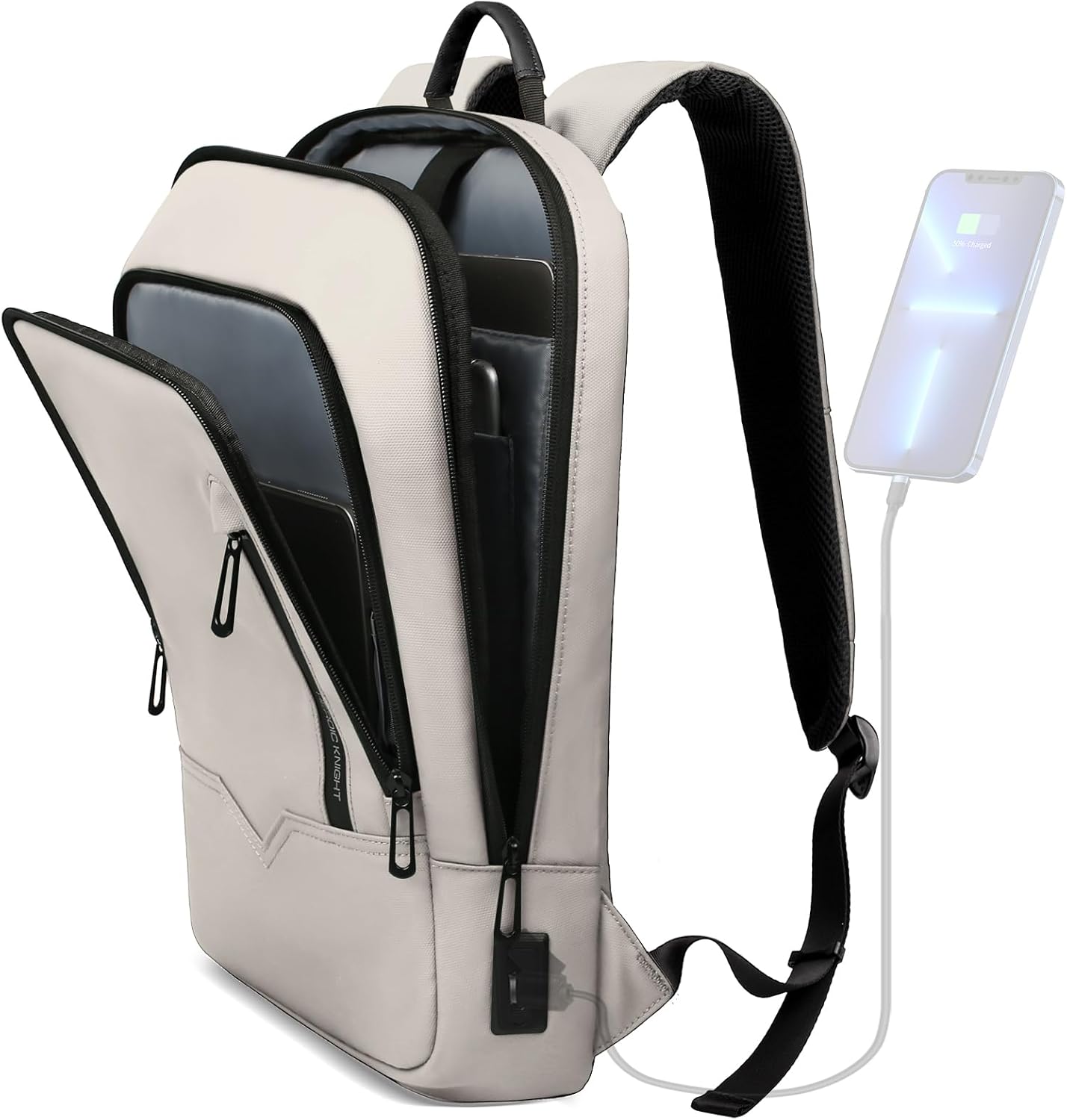 hk Slim Business Backpack with USB Charger for Men, Lightweight