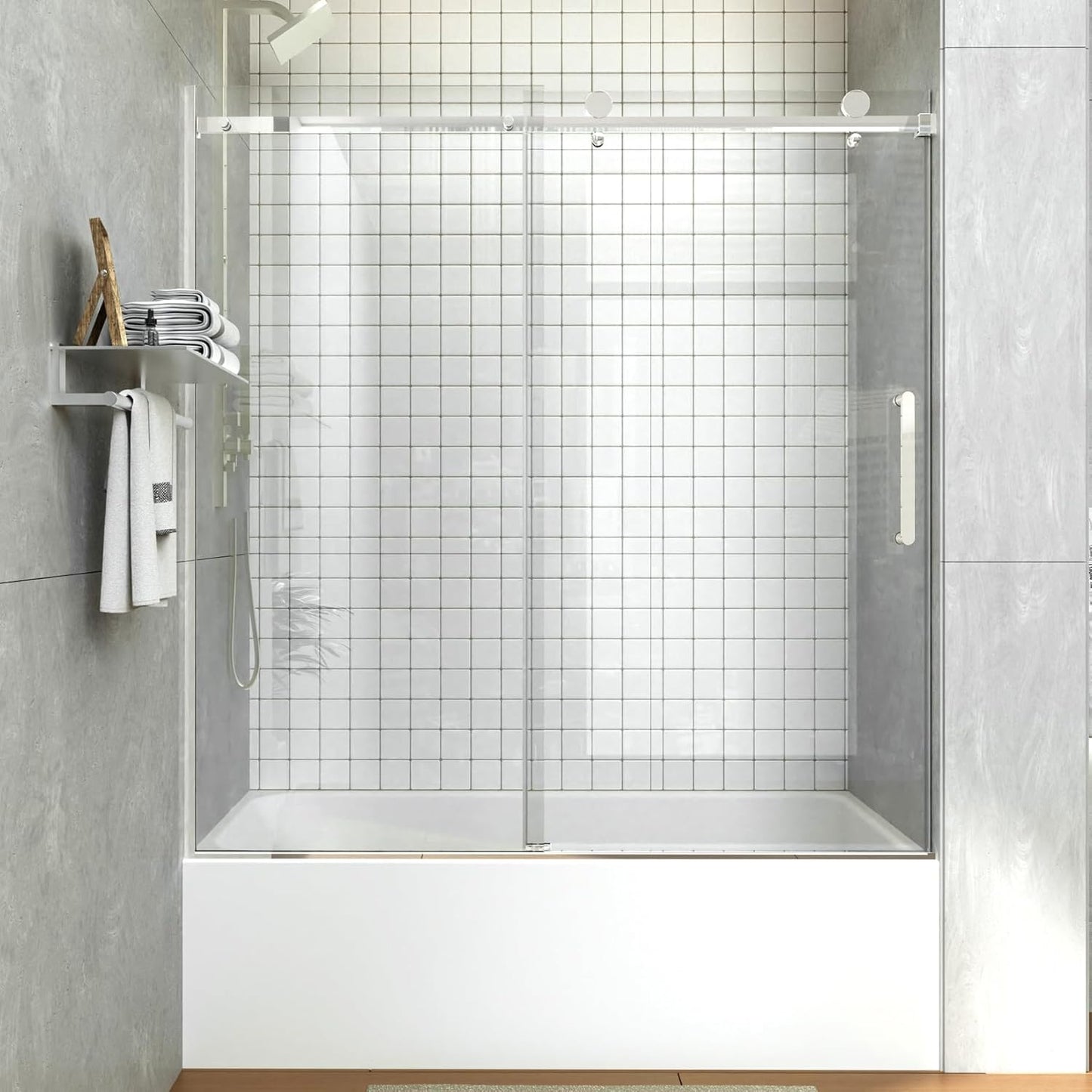 CKB Bathtub Shower Door with Adjustable Width and Safety Glass