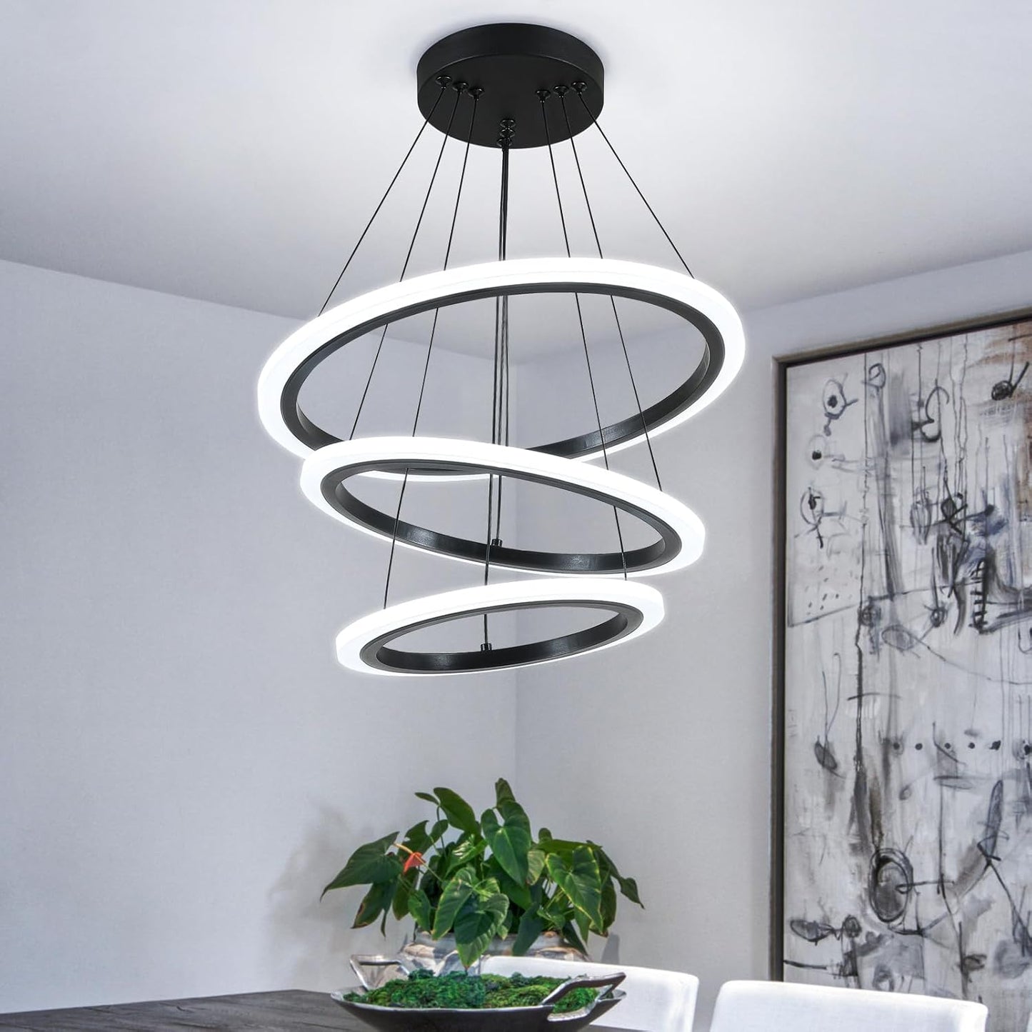 Modern 3 Ring LED Pendant Light for Dining Room and Kitchen
