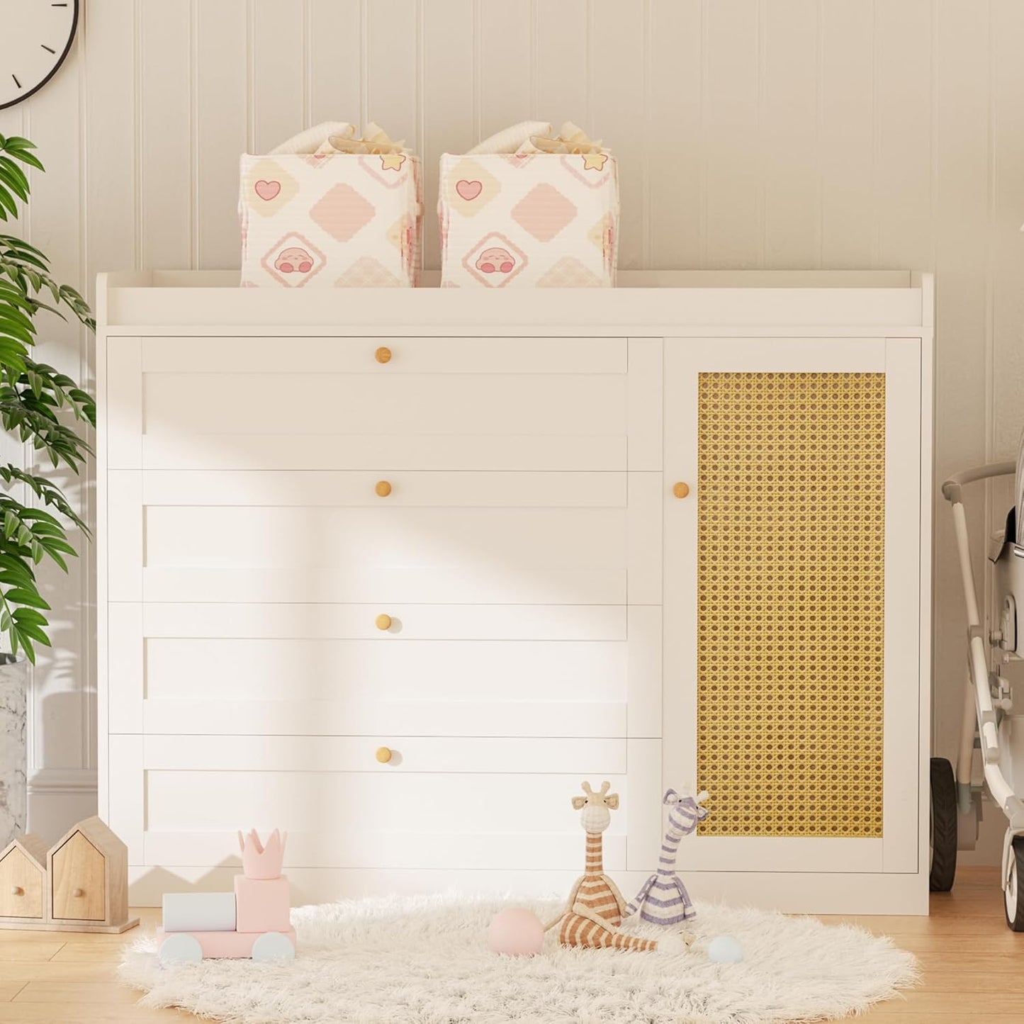 Nursery Dresser Changing Table with 5 Drawers for Infants