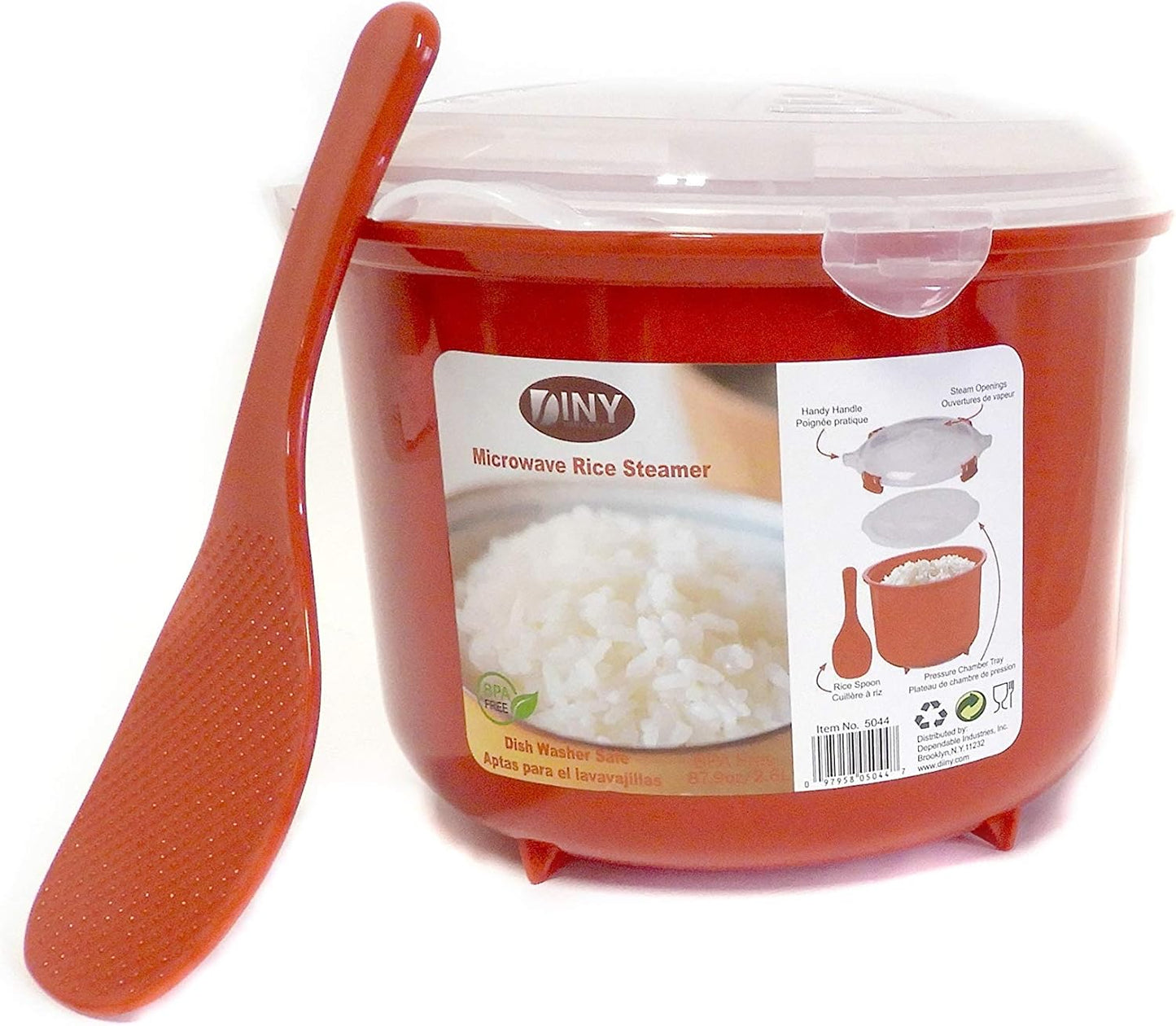 Healthy Microwave Rice Cooking! BPA-Free Steamer 2.6L Red