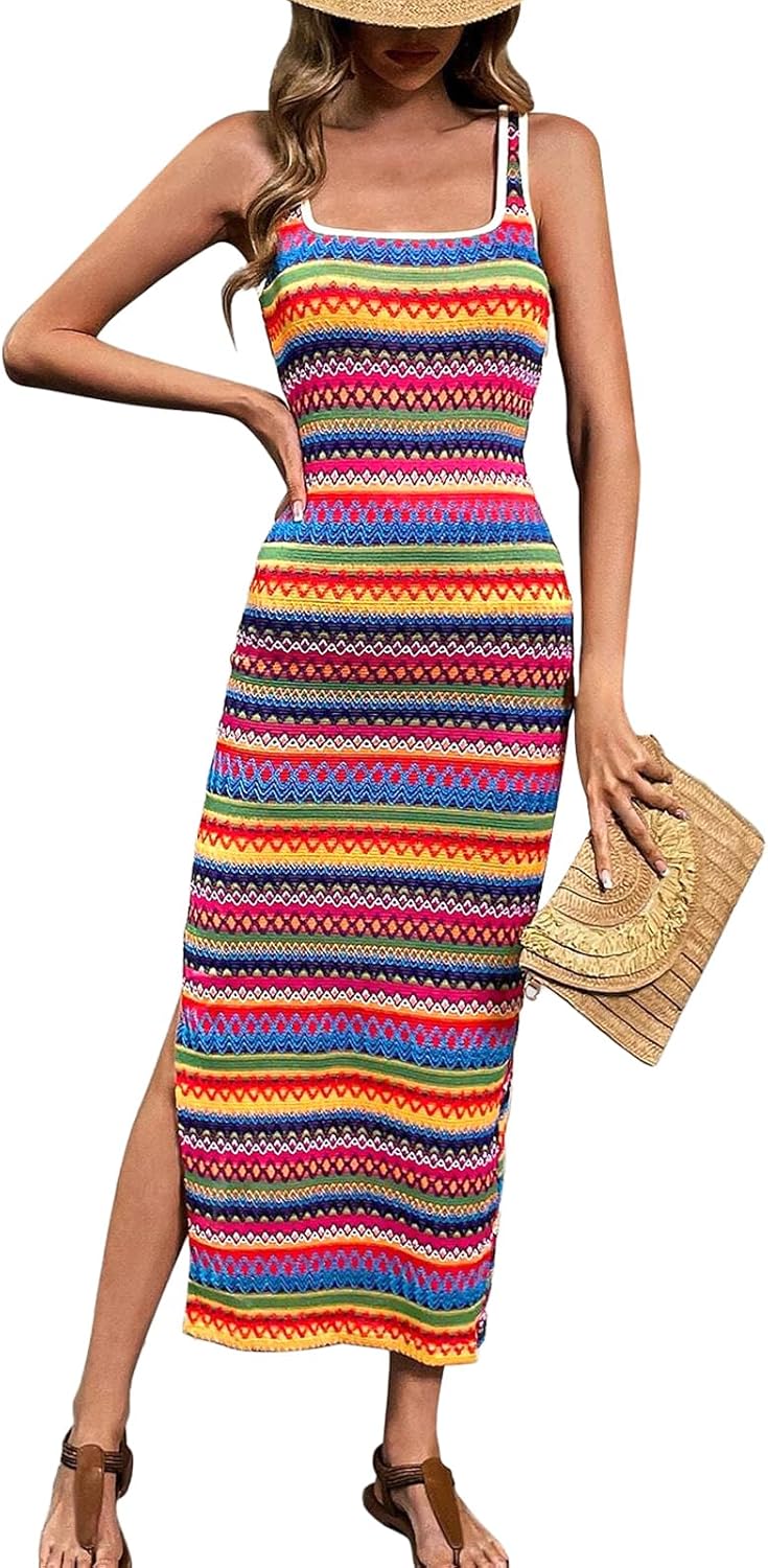 Stylish Summer Maxi Dress for Women with Square Neck Design