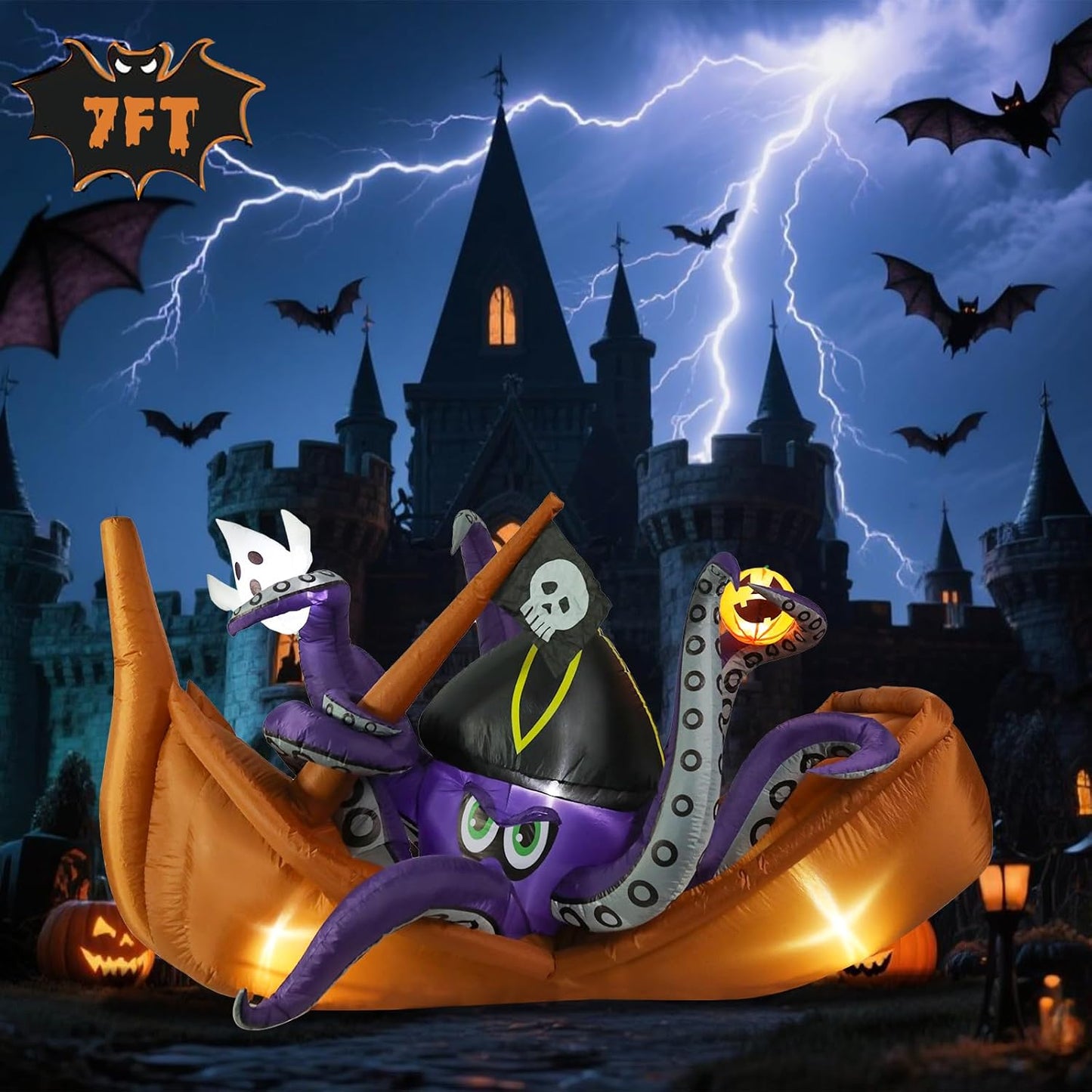 7 FT Long Halloween Inflatable Octopus Corsair Decoration