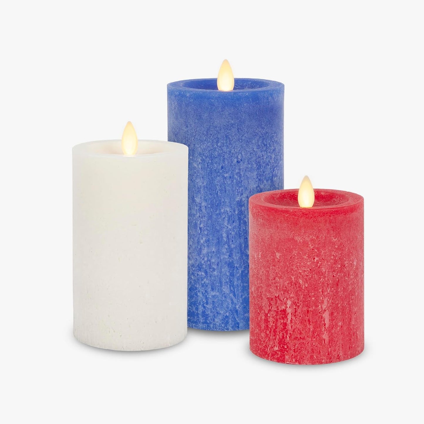 Luminara Red White & Blue Pillar Trio for Patriotic Decor