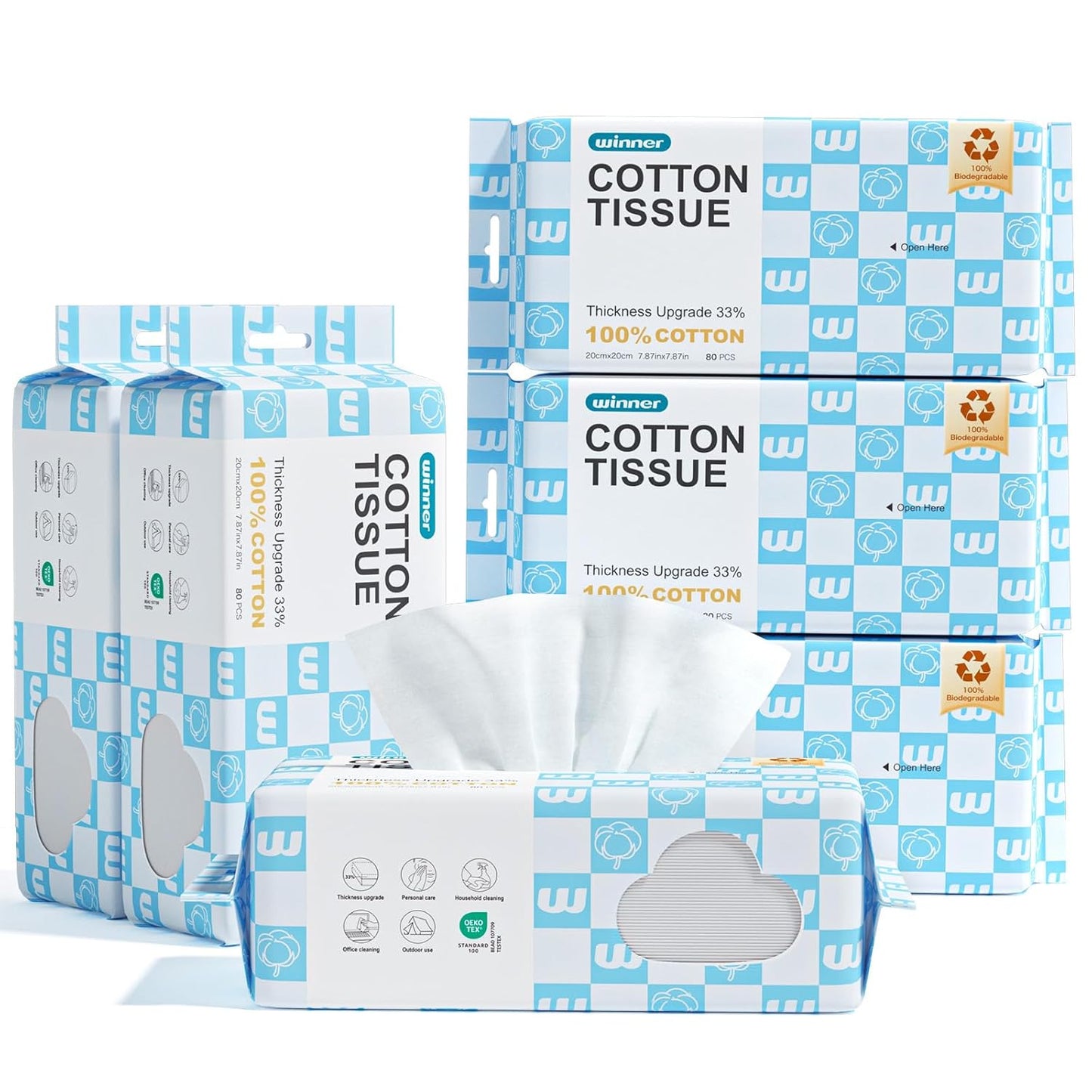 Winner Soft Face Towels - Upgraded 100% Biobased Facial Towels