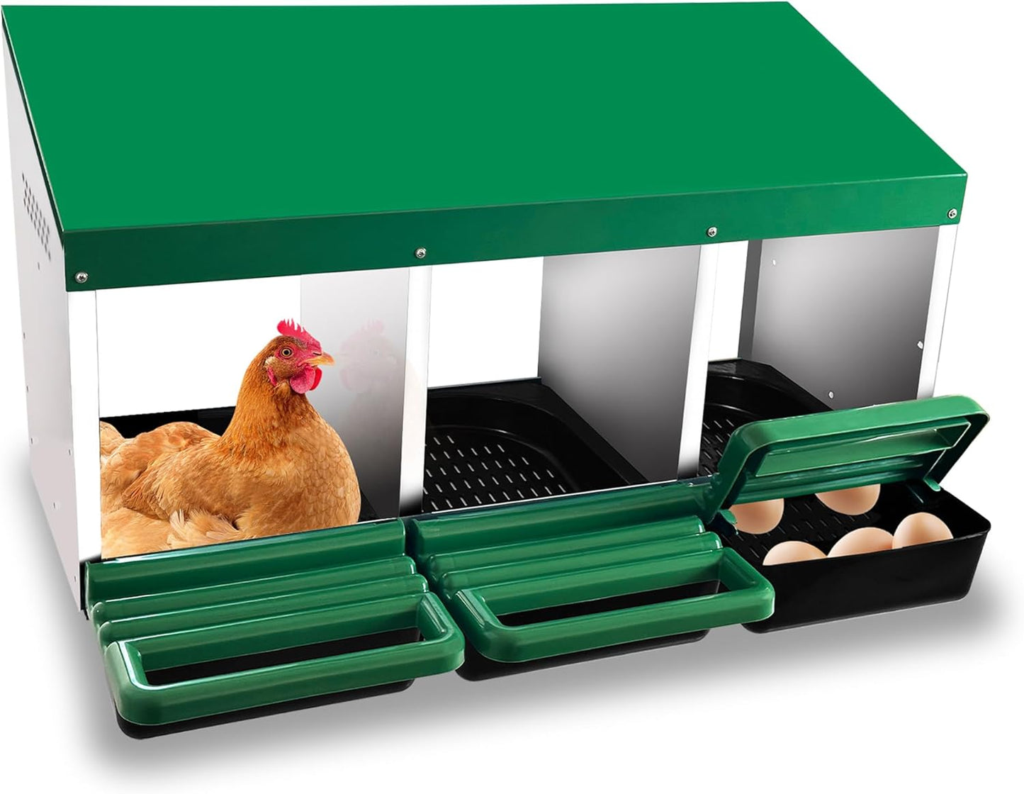 Chicken Nesting Box with 3 Compartments for Egg Laying Hens