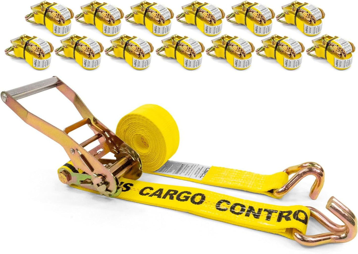 Heavy Duty 2 Inch x 12 Foot Ratchet Straps with J Hooks