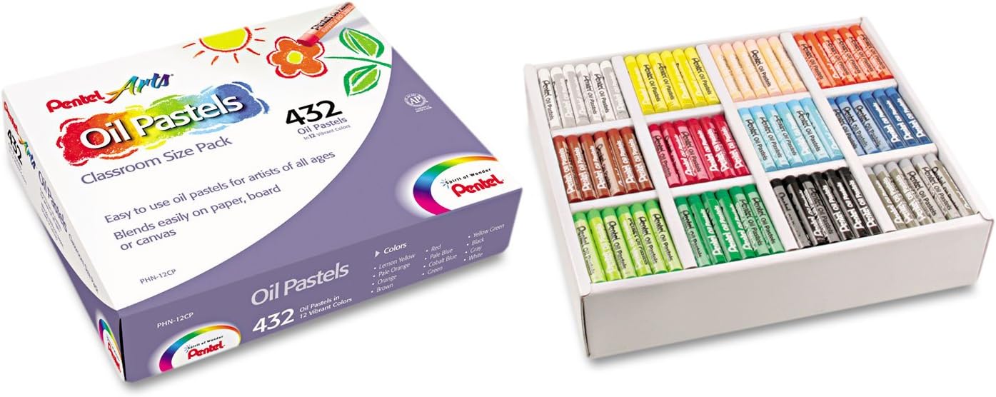 Pentel PHN12CP Oil Pastel Set with Carrying Case for Artists