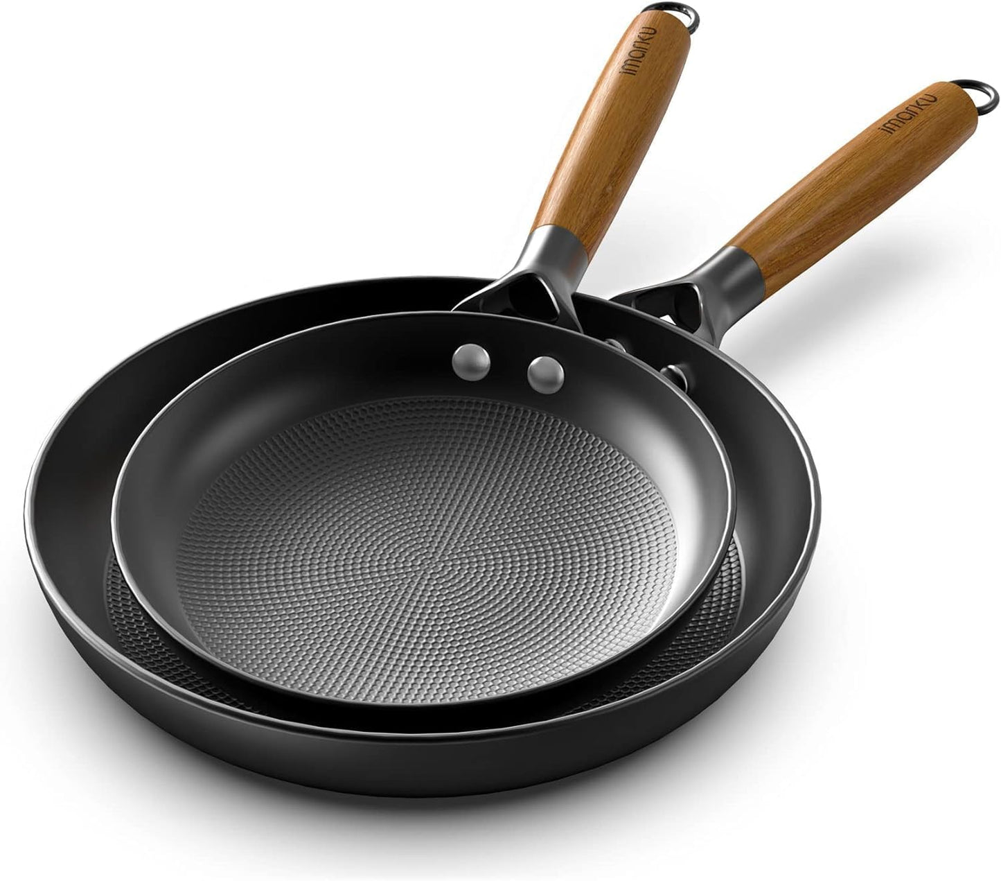 Non Stick Frying Pans Set - 8 inch & 10 inch Cast Iron Skillets