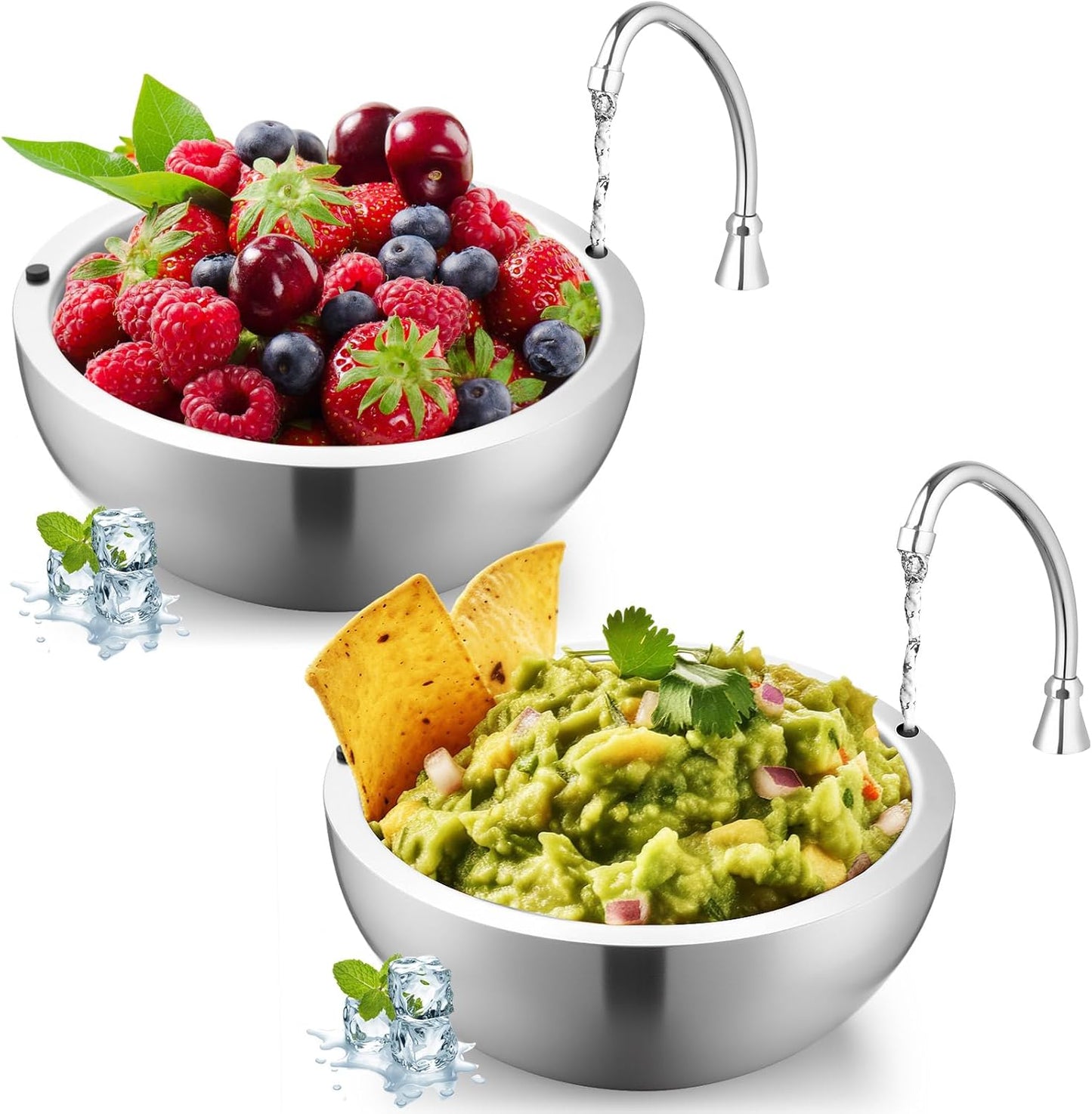 Stainless Steel Double Walled Dip Chiller Bowls for Parties