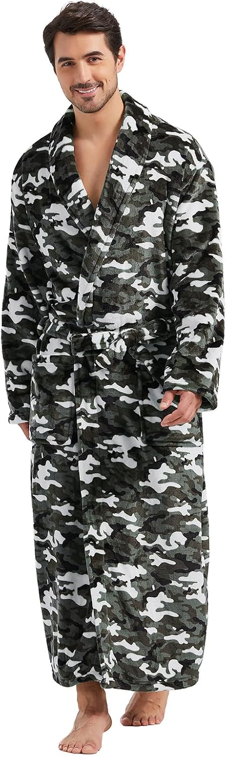 Fleece Long Robe for Men - Big and Tall Plush Bathrobe