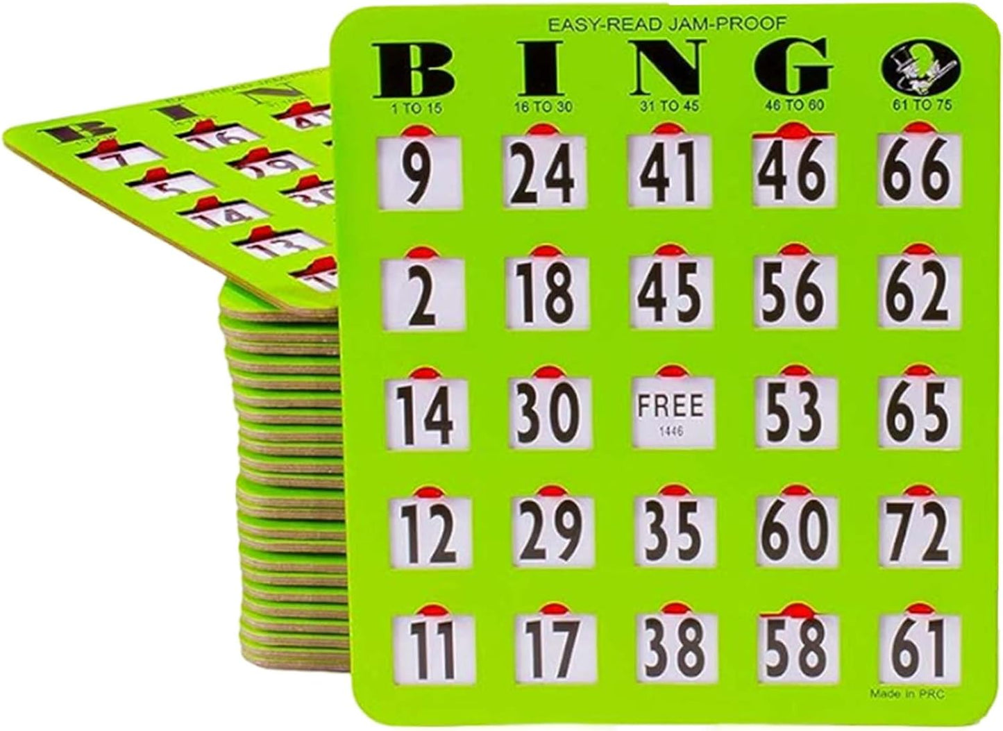 Jam-Proof Easy-Read Large Print Bingo Cards - 50 Pack in Green