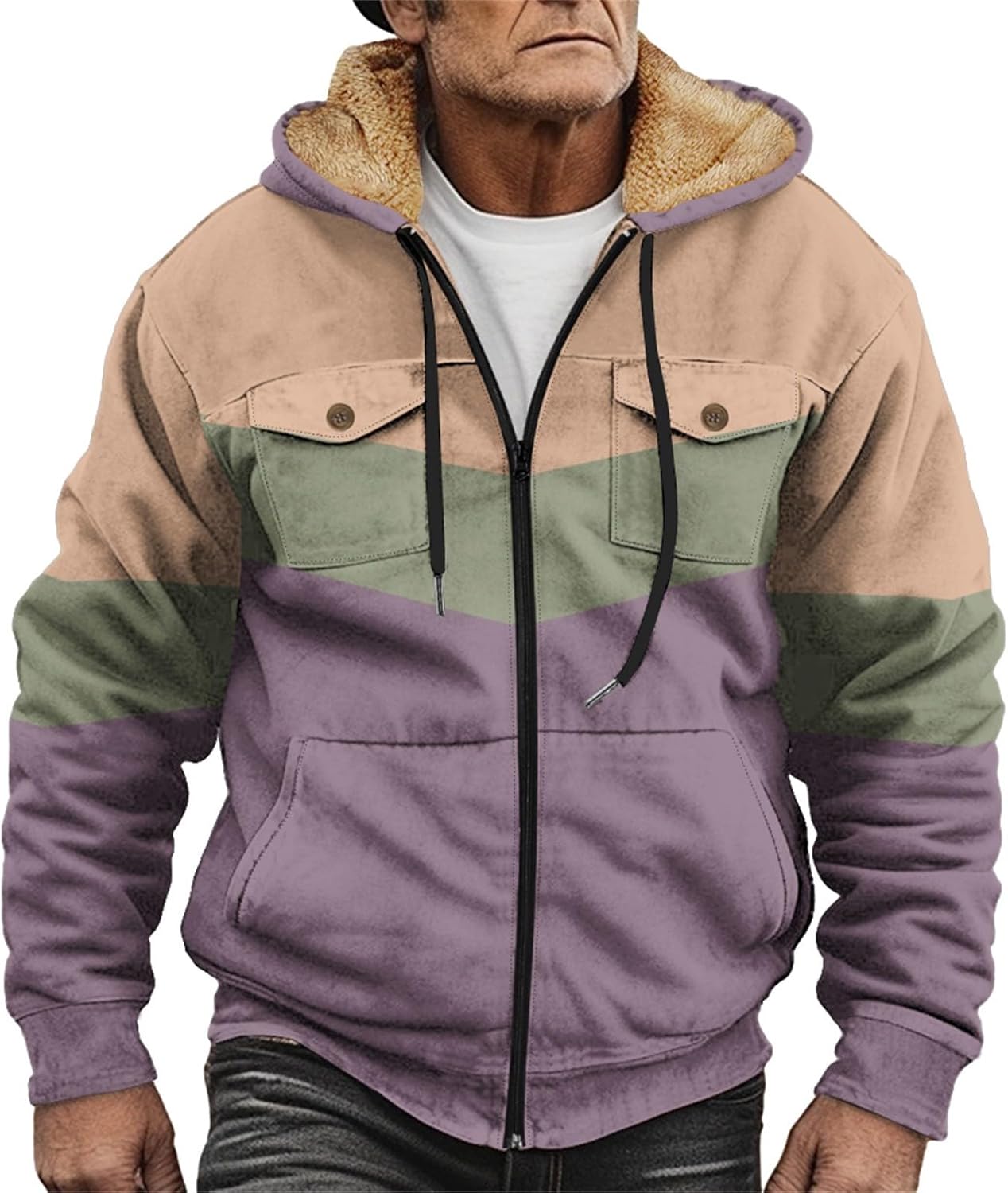 Warm Sherpa Lined Fleece Jacket for Men