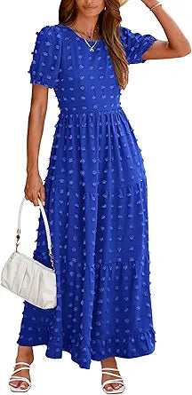 BTFBM Women Summer Boho Maxi Dress with Pocket for Casual Wear