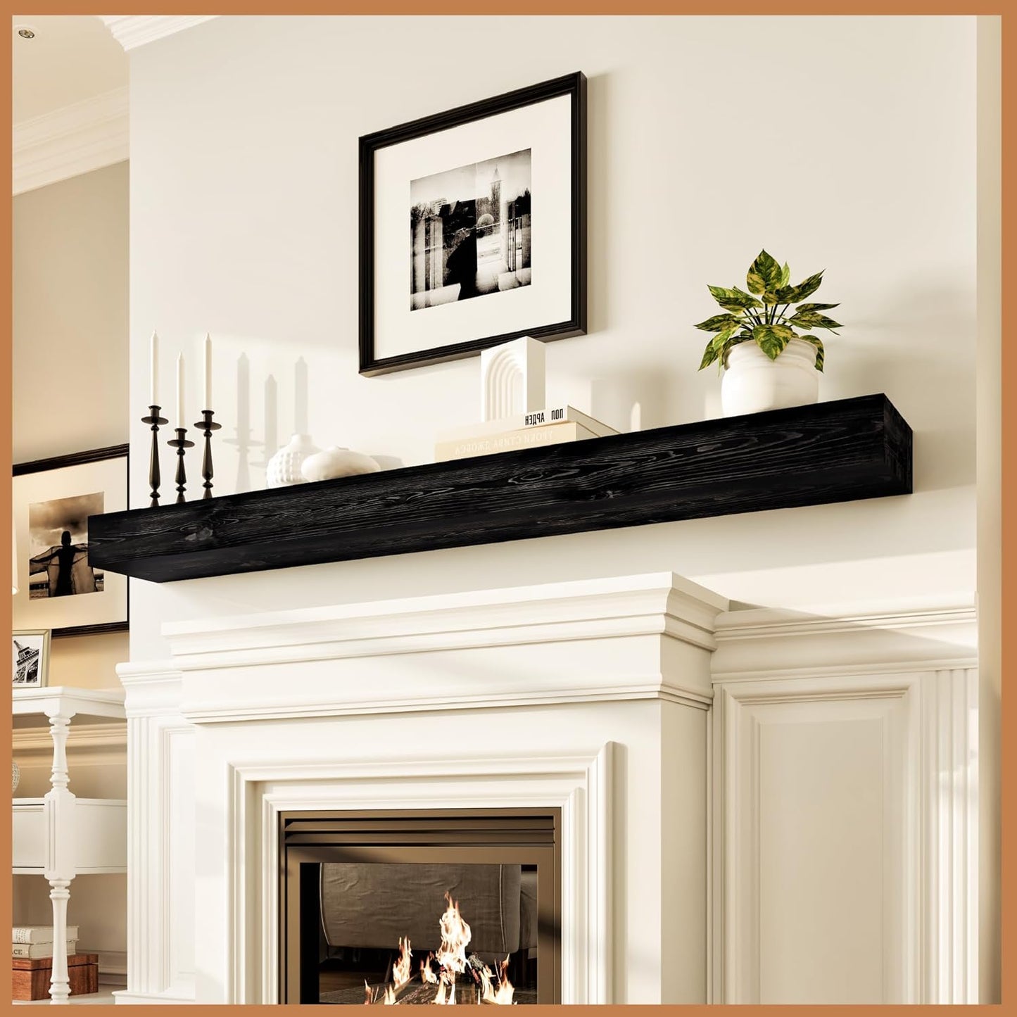 Avana Rustic Fireplace Mantle Shelf 72 Inches for Home Decor