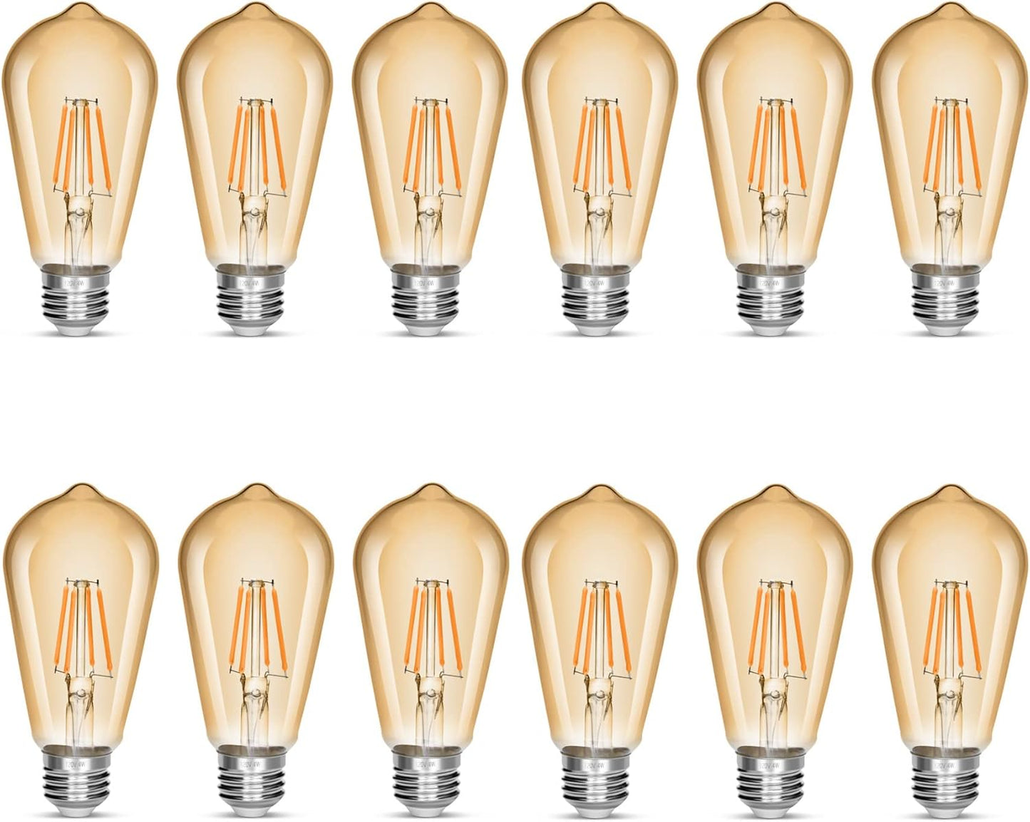 LED Edison Bulb 4W Pack of 12 - Vintage Warm Light for Home