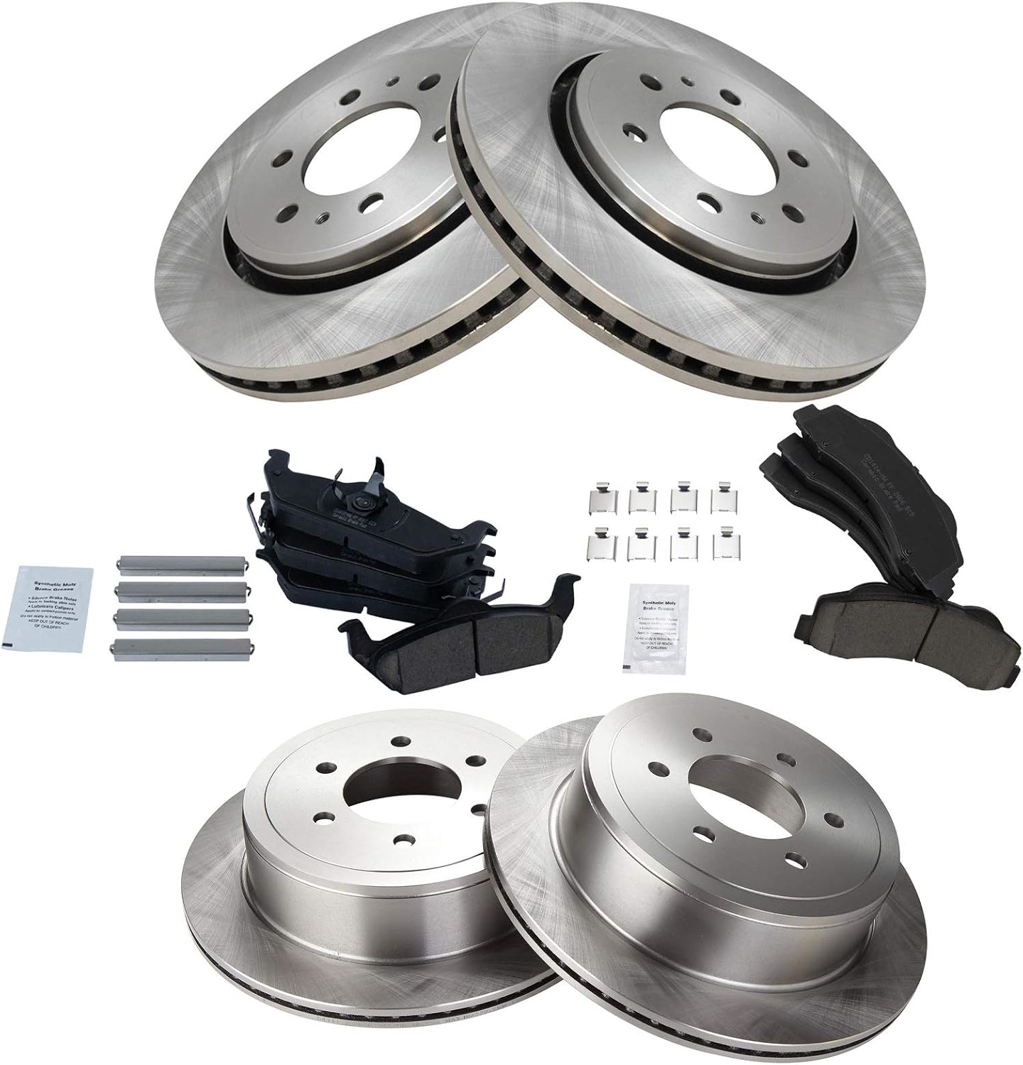 TRQ Front and Rear Brake Pad & Rotor Kit for Ford F-150