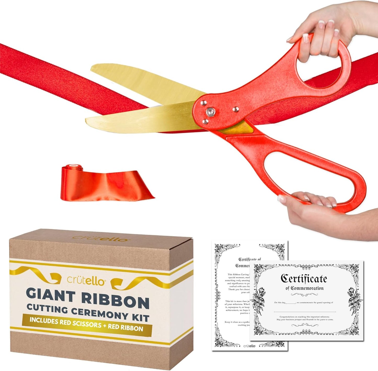 Grand Opening Ribbon Cutting Kit with Giant Gold Scissors