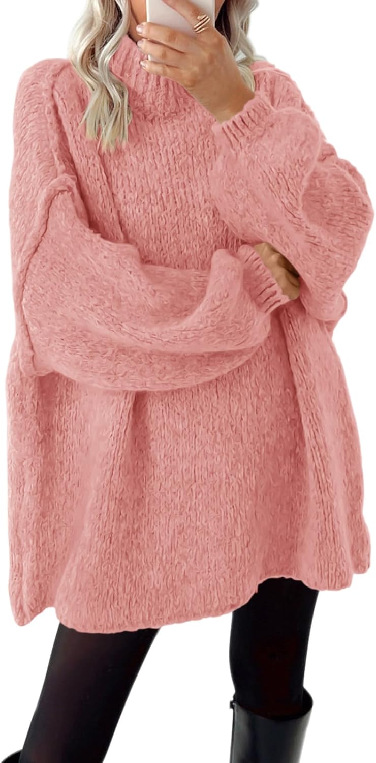 Oversized Mock Neck Cable Knit Sweater for Women in Fall 2025