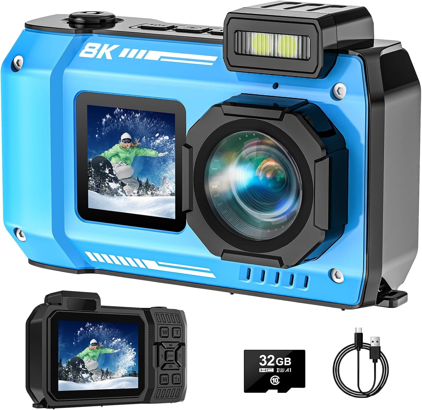 Ultimate 8K Underwater Camera with Autofocus & Dual-Screen