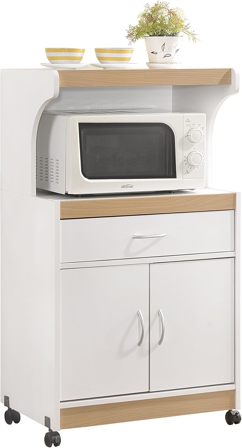 Space-Saving Microwave Cart in White by Hodedah