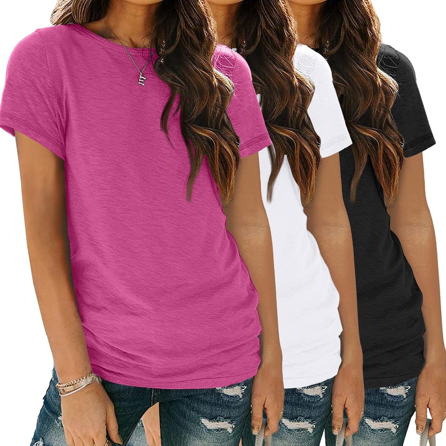 SUNBS Womens 3 Pack T-Shirts for Summer Casual Style and Comfort