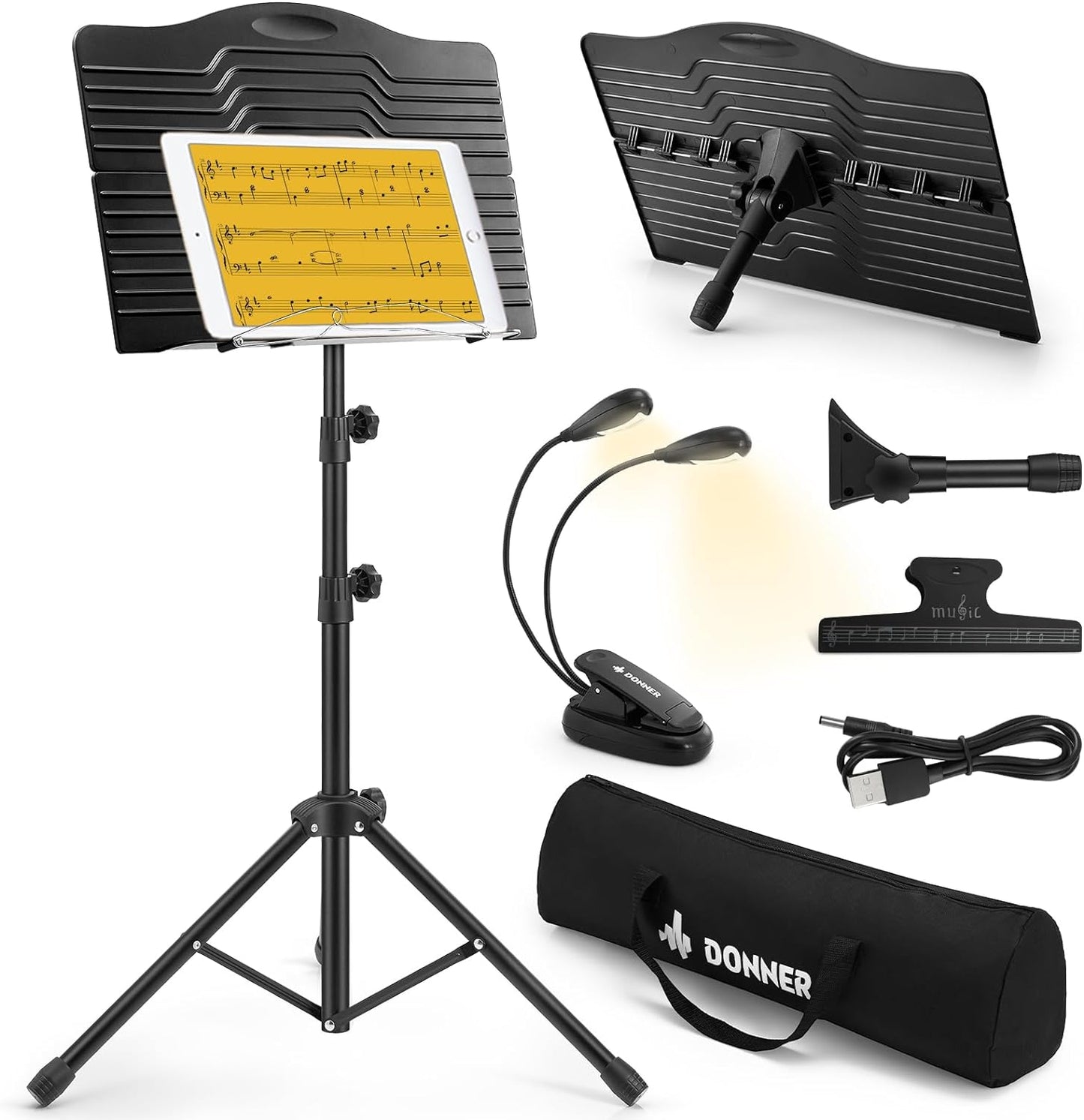 Portable Donner Music Stand with Light