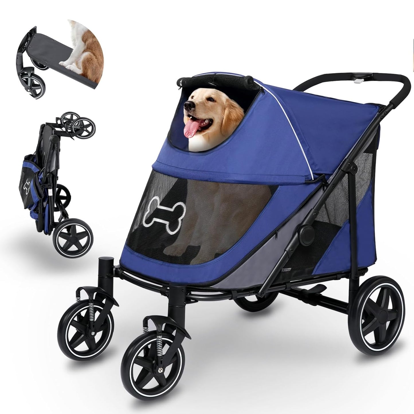Dog Stroller for Large Dogs Up to 80 lbs with Access Ramp