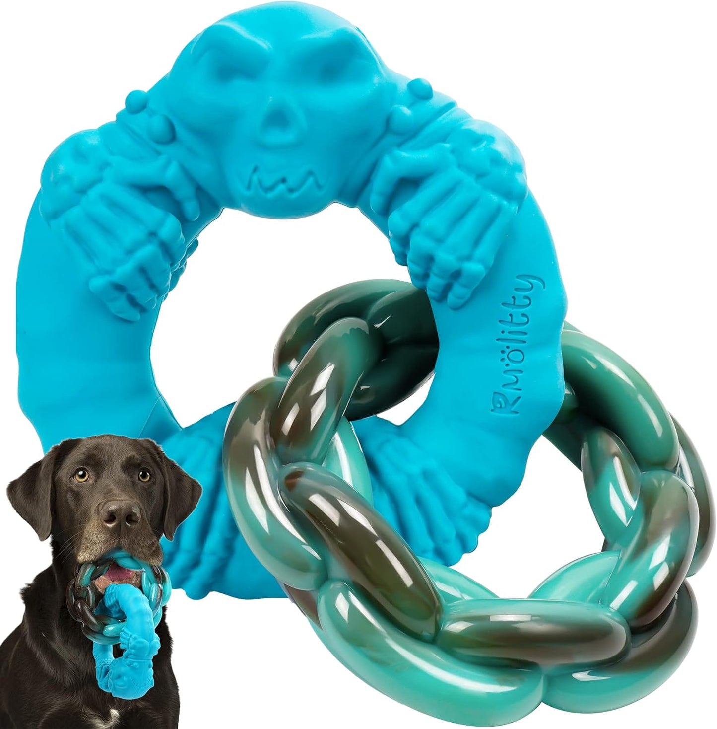 Indestructible Double-Ring Chew Toy for Tough Dogs