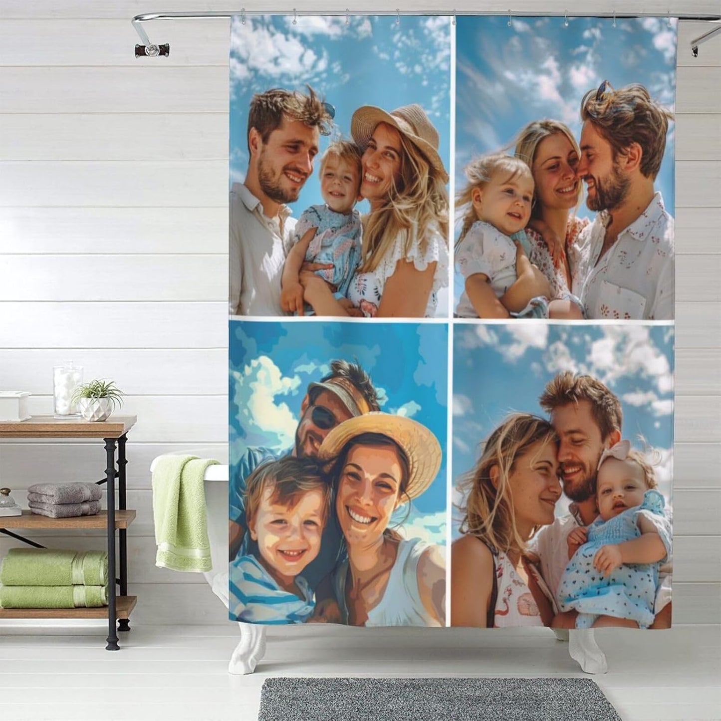 Personalized 2 Photo Shower Curtain Set