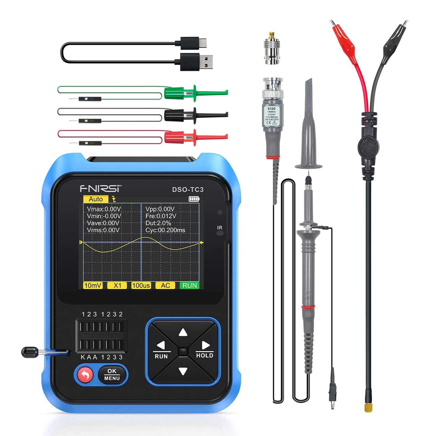 FNIRSI DSO-TC3 Handheld Oscilloscope with Signal Generator