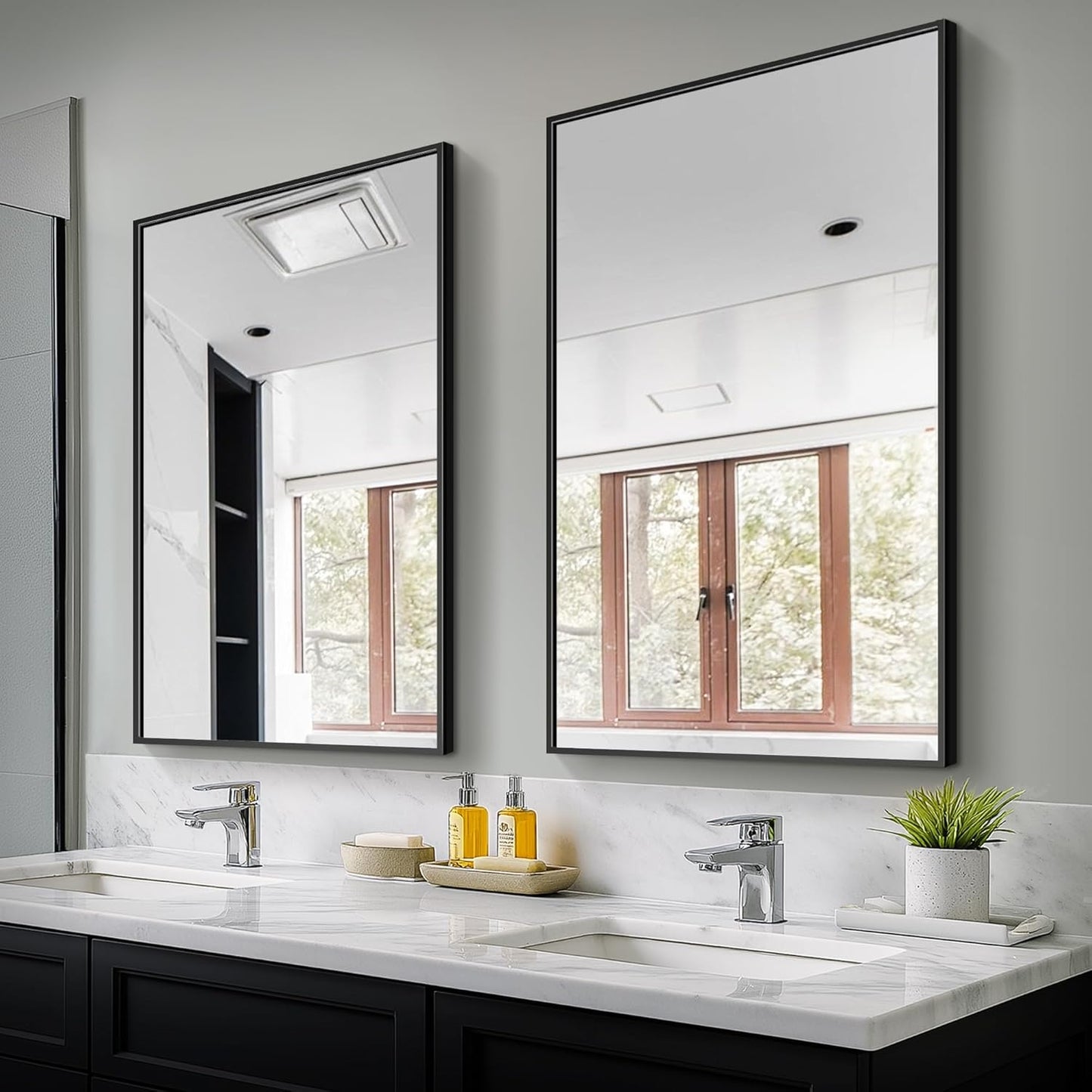 Bathroom Vanity Mirror for Wall, 36 x 24 Metal Framed Set