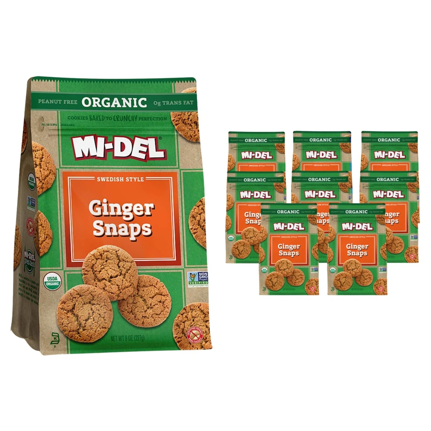 Mi-Del Ginger Snaps Organic Crunchy Ginger Cookies Delight
