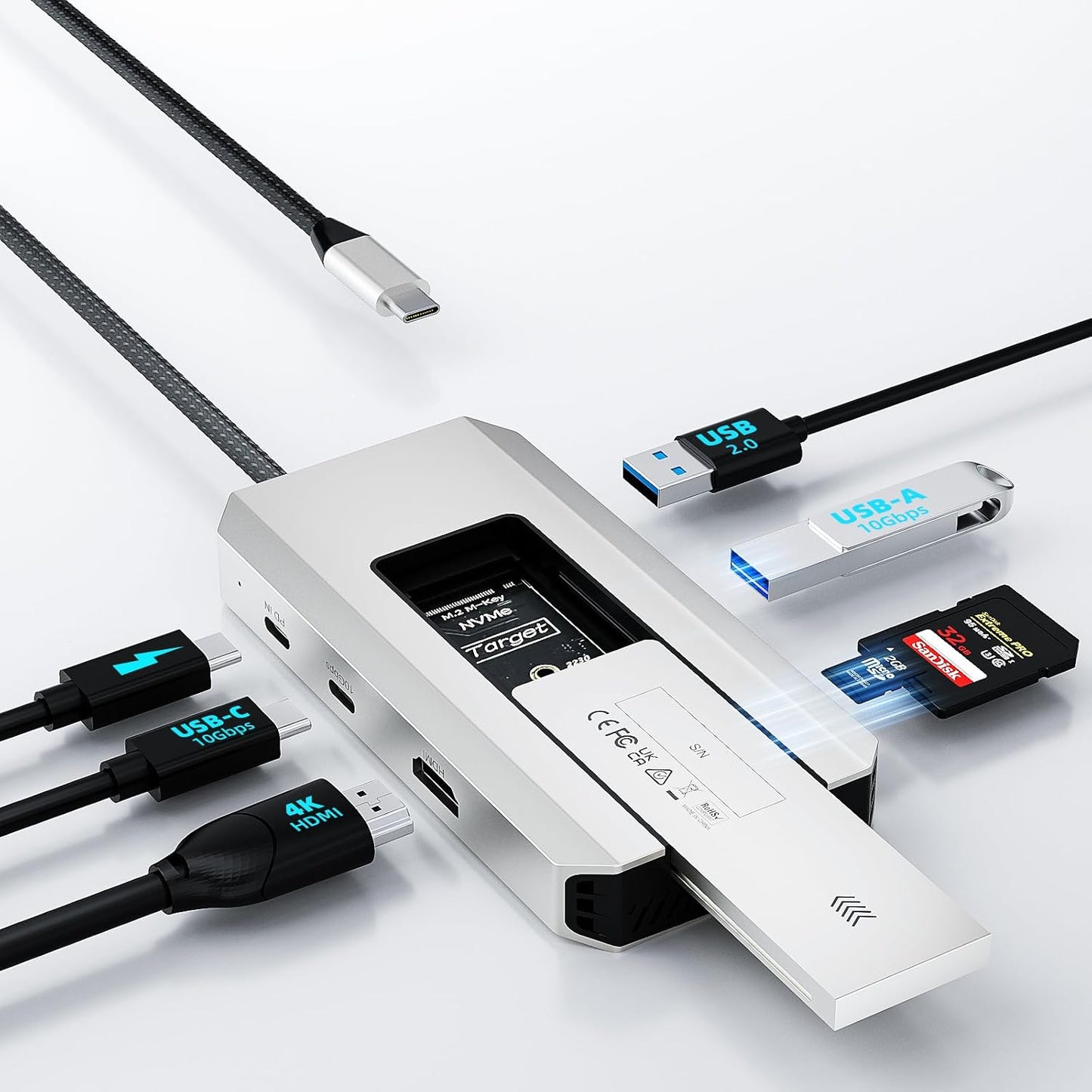 WAVLINK 8 in 1 USB C Hub with SSD Enclosure for M.2 NVMe
