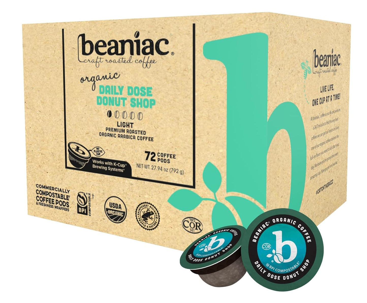 72 Count Organic Donut Shop Coffee Pods