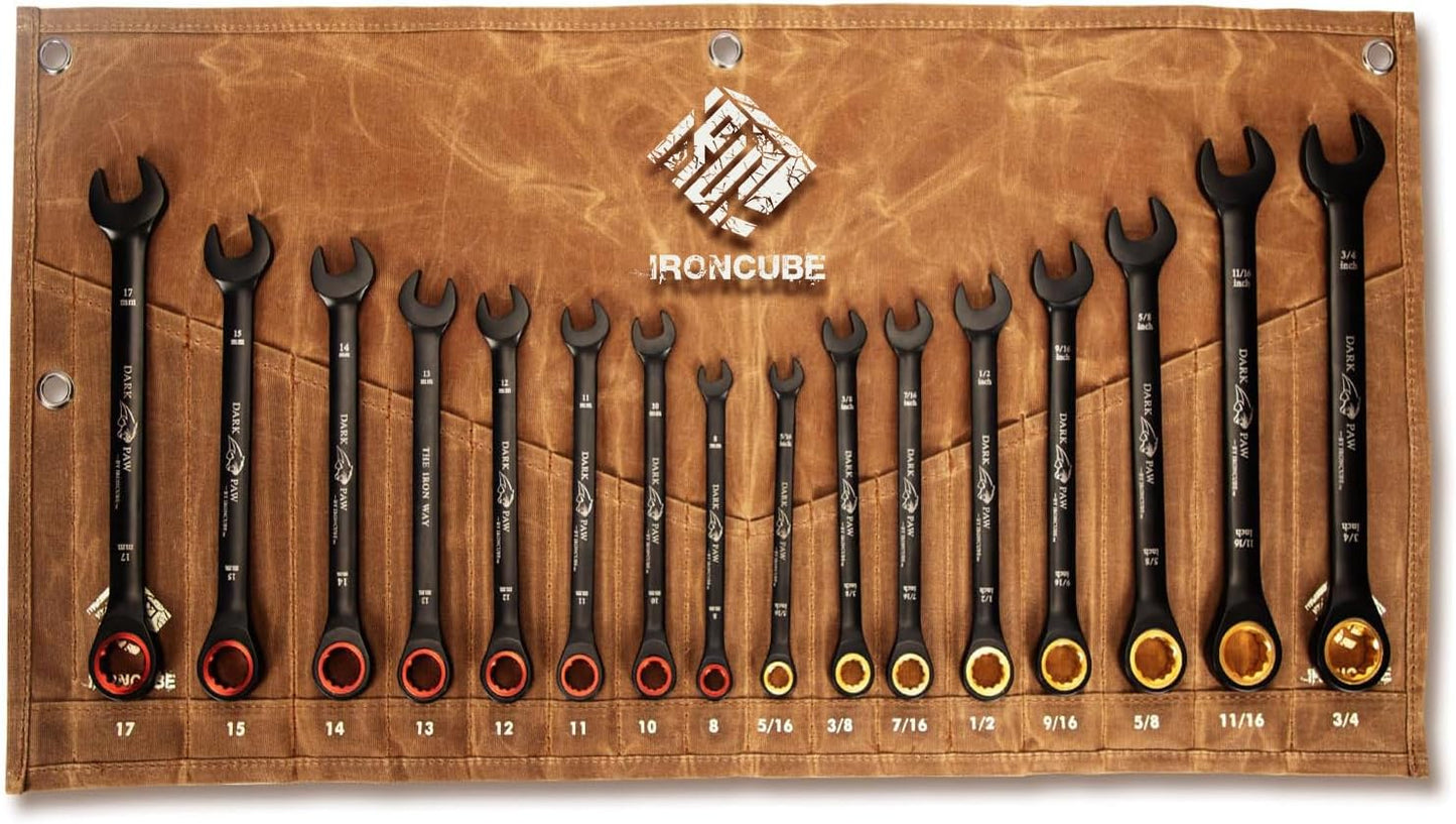 Ratcheting Wrench Set: 16-Piece Metric & SAE for Automotive Repair